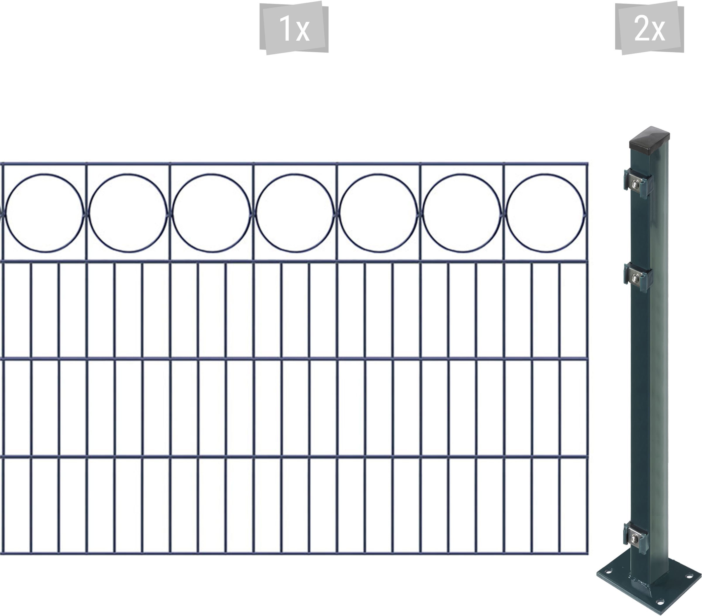 Arvotec Doppelstabmattenzaun "EASY 80 zum Aufschrauben "Ring" mit Zierleiste", Zaunhöhe 80 cm, Zaunlänge 2 - 60 m