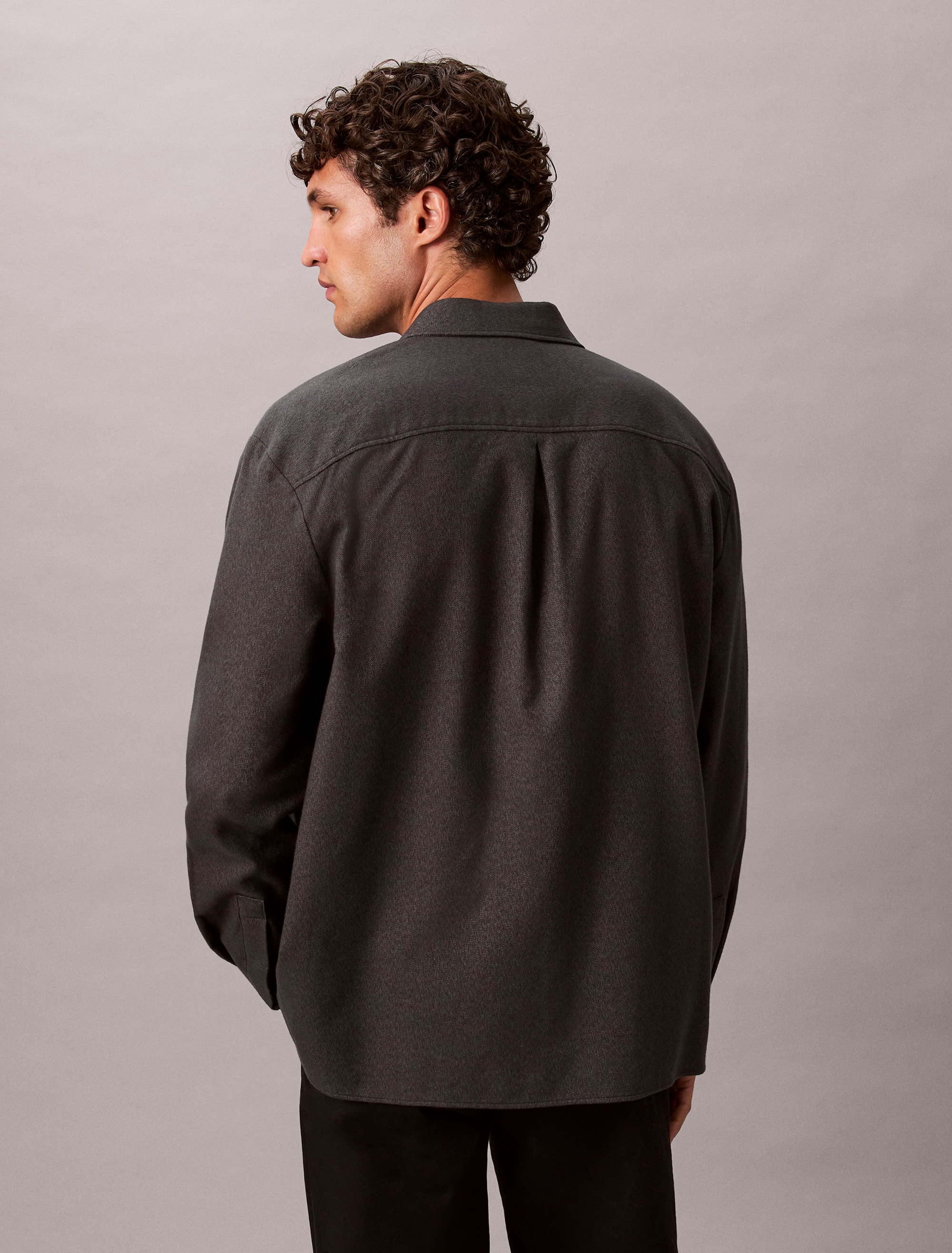 Calvin Klein Flanellhemd »LS MELANGE FLANNEL EASY SHIRT«, Mit Rundhalsausschnitt, regular fit