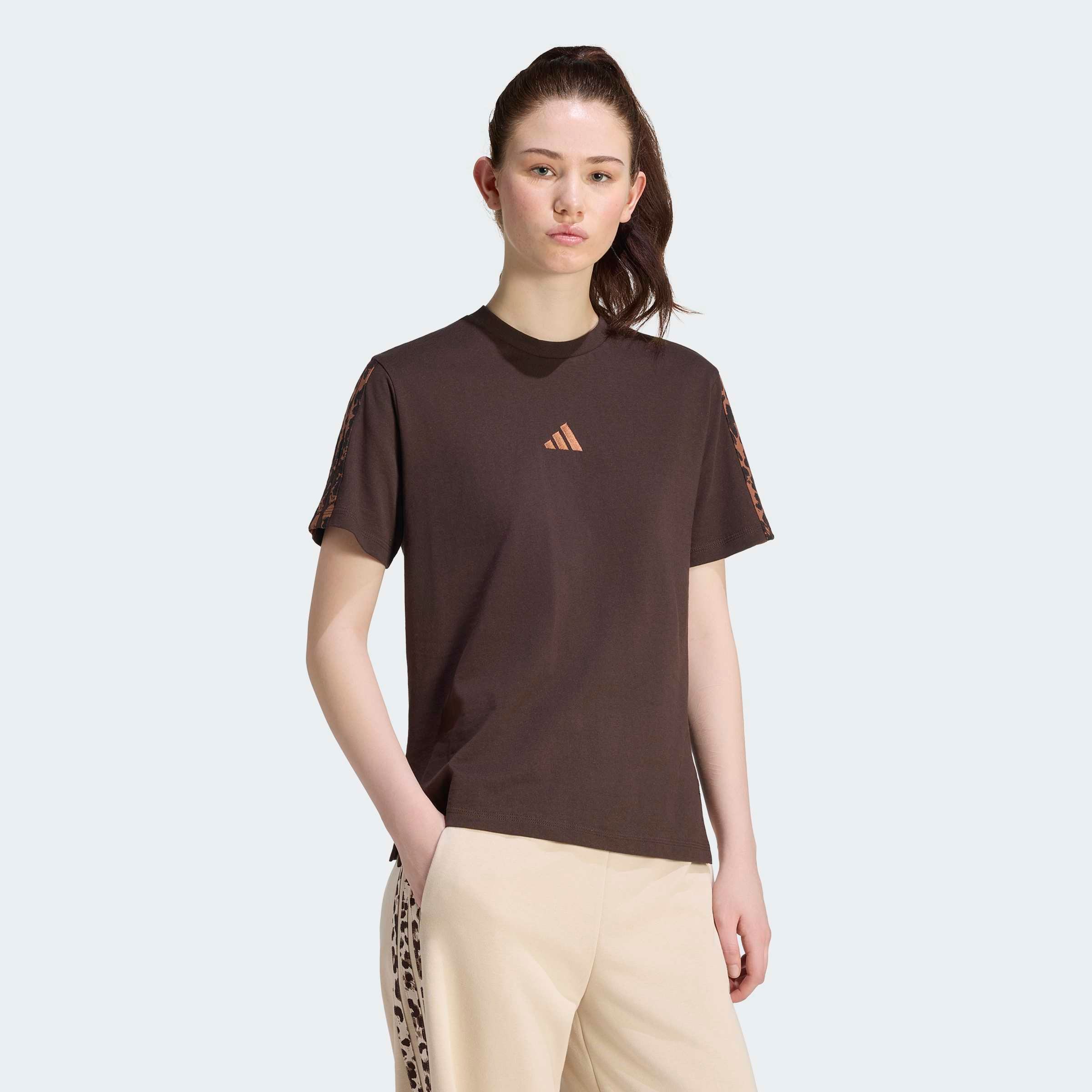 adidas Sportswear T-Shirt "SEASONAL ESSENTIALS 3-STREIFEN, ANIMALPRINT" sportlicher Stil