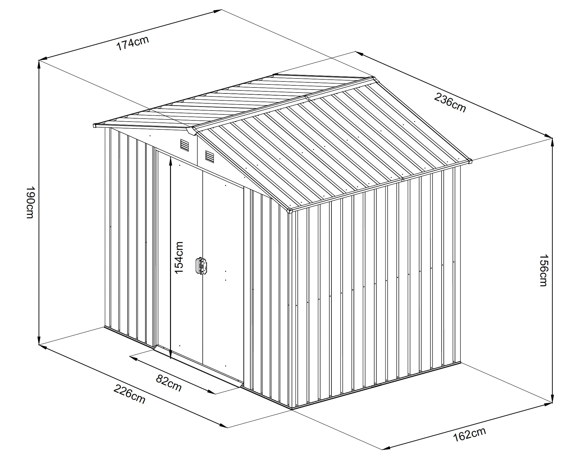 GARDEN 'N' MORE Gerätehaus »Pultdachhaus Basic plus« einfacher Aufbau, Langlebig, mit Lüftungsschlitzen