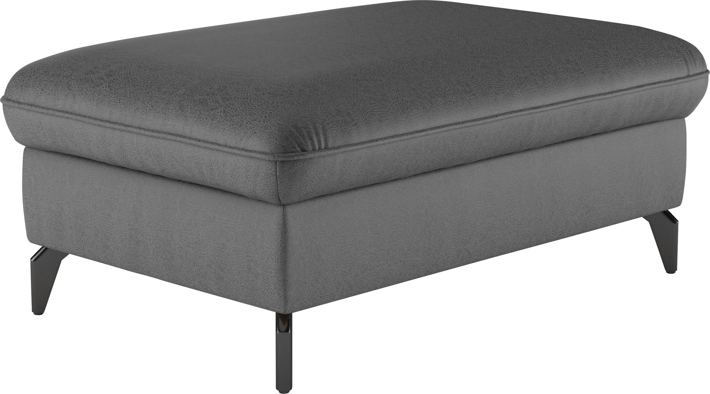 Polsterhocker SIT & MORE "Leandro", grau (anthrazit), B:102cm H:46cm T:68cm, 100% Polyester, Hocker, Polsterhocker, mit schwarzen Metallfüßen
