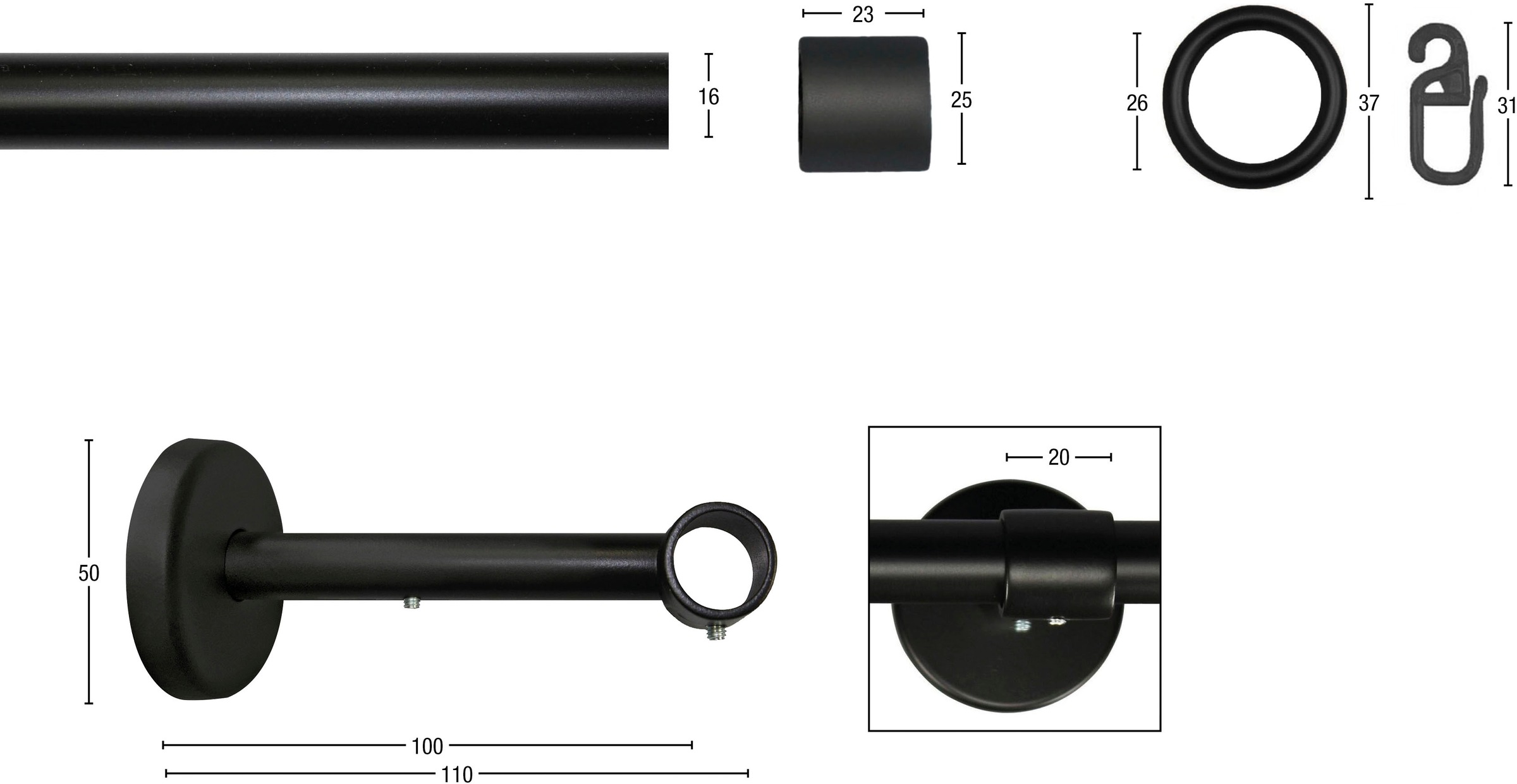 Thumbnail - GARESA Gardinenstange "RUSTIKA" Ø 16 mm 1 läufig-läufig Wunschmaßlänge rustikale Vorhanggarnitur, verlängerbar, m. Ringe...