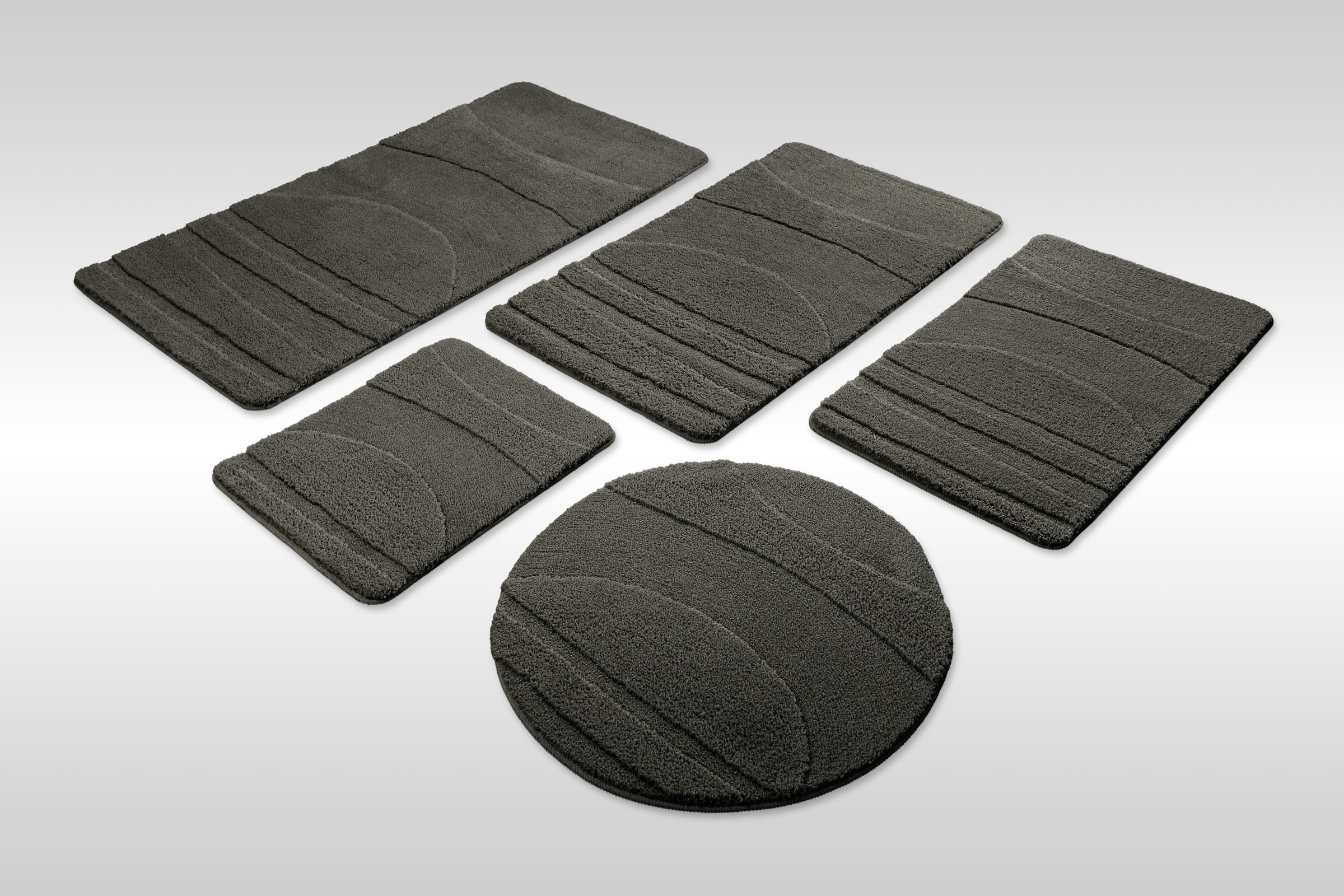 Wecon home "Marc" Höhe 25 mm rutschhemmend beschichtet schnell trocknend Badteppich, Hoch-Tief-Linien, weich, rutschhemmend, waschbar, getuftet