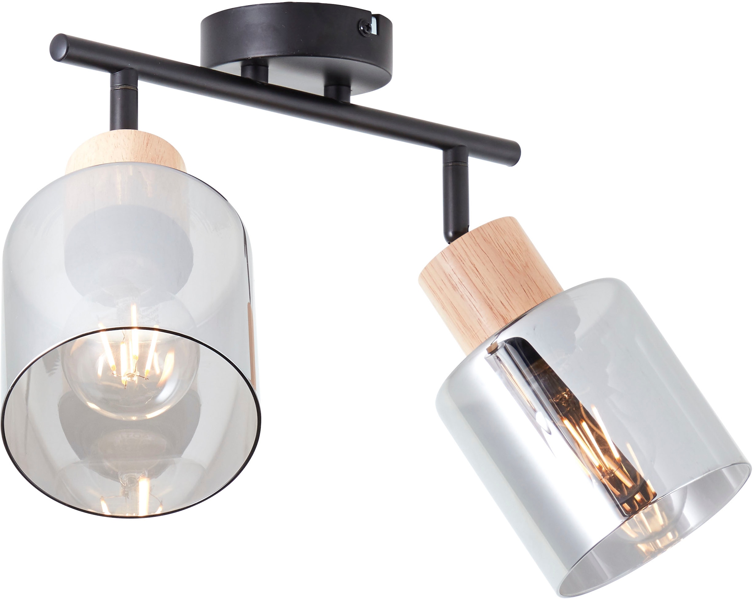 Brilliant Deckenstrahler »Weald«, 2 flammig, Leuchtmittel E27 | ohne Leuchtmittel, Deckenspot mit rauchfarbenen Glas Schirmen - 2 x E27 max. 40 W