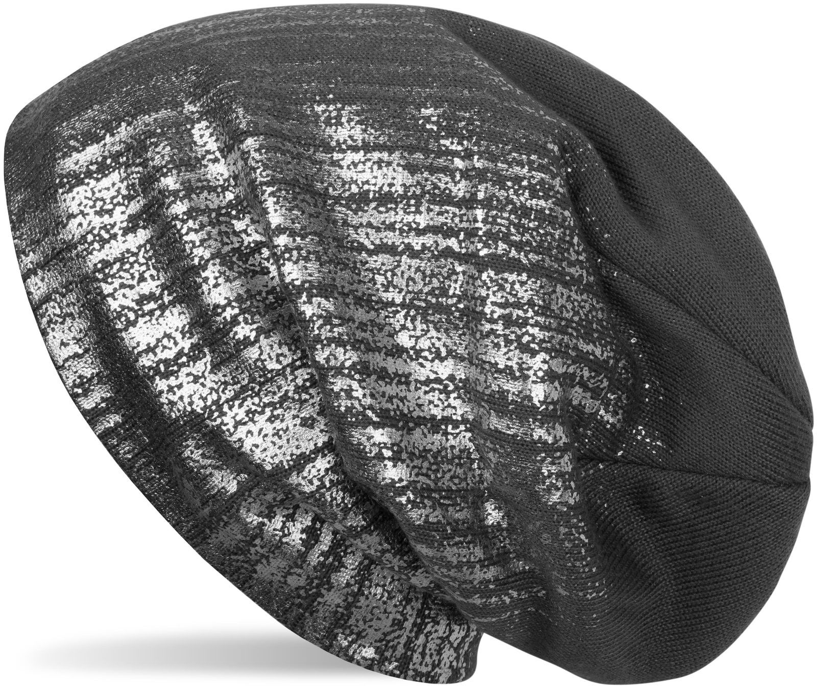 styleBREAKER Strickmütze "Feinstrick Beanie mit Metallic Print" 1 Stk.