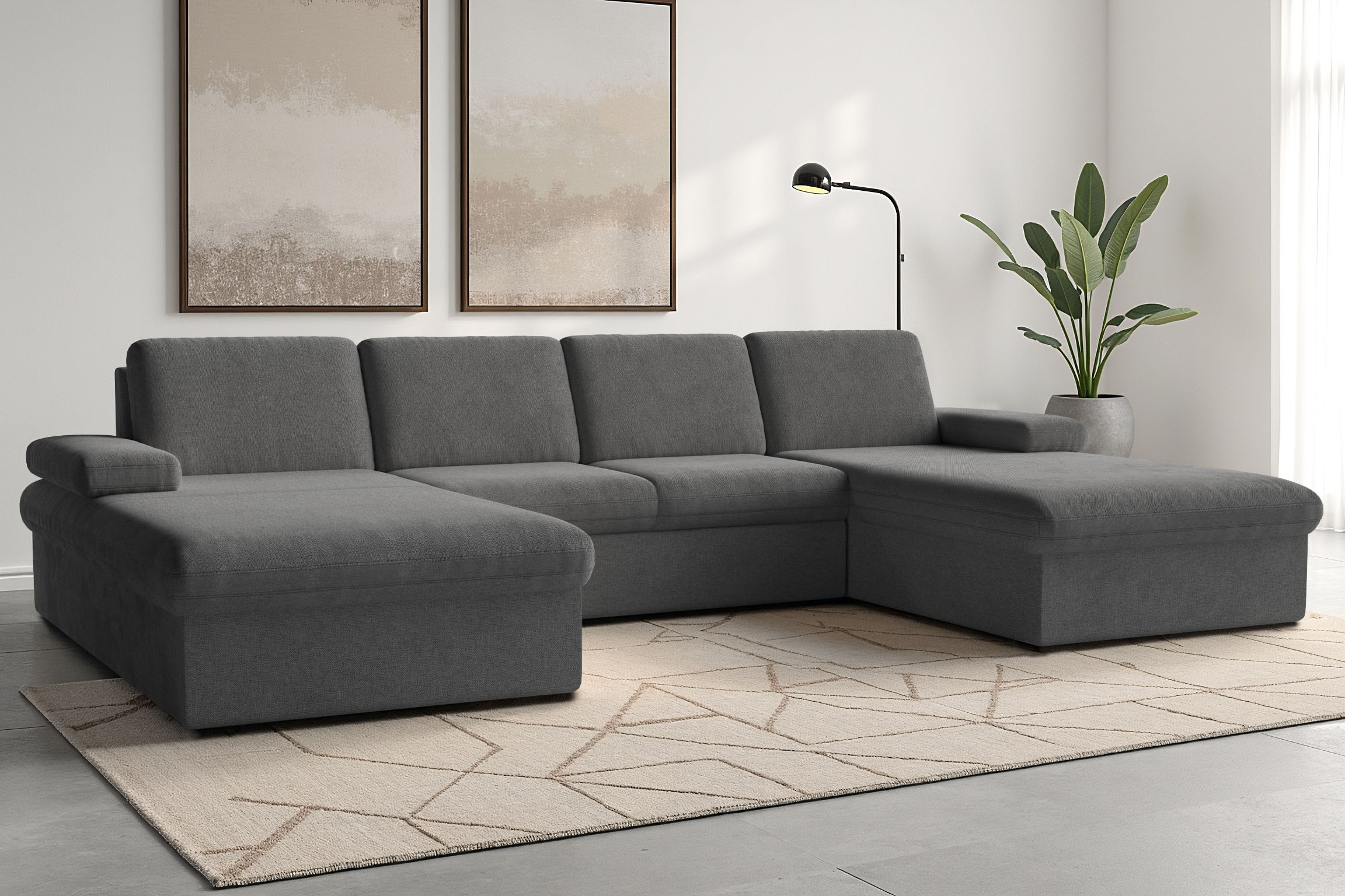 sit&more Wohnlandschaft "Moreno U-Form, B: 309 cm" mit Armteilverstellung, optional Schlaffunktion