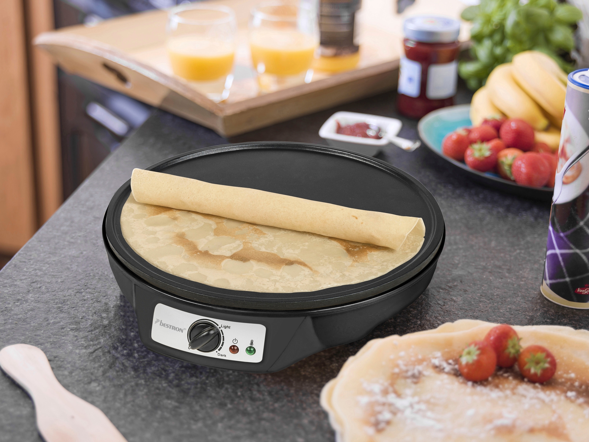 bestron Crêpesmaker »ASW602 im Retro Design, für Crepes mit Ø 30 cm«, 1000 W, Ø 30 cm, inkl. Teigverteiler & Crêpes-Wender, Antihaftbeschichtung