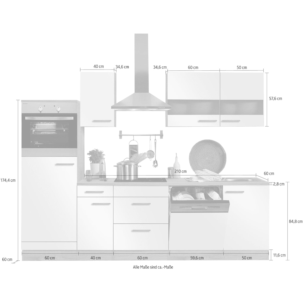 OPTIFIT Küchenzeile »Kalmar«, ohne E-Geräte, Breite 270 cm