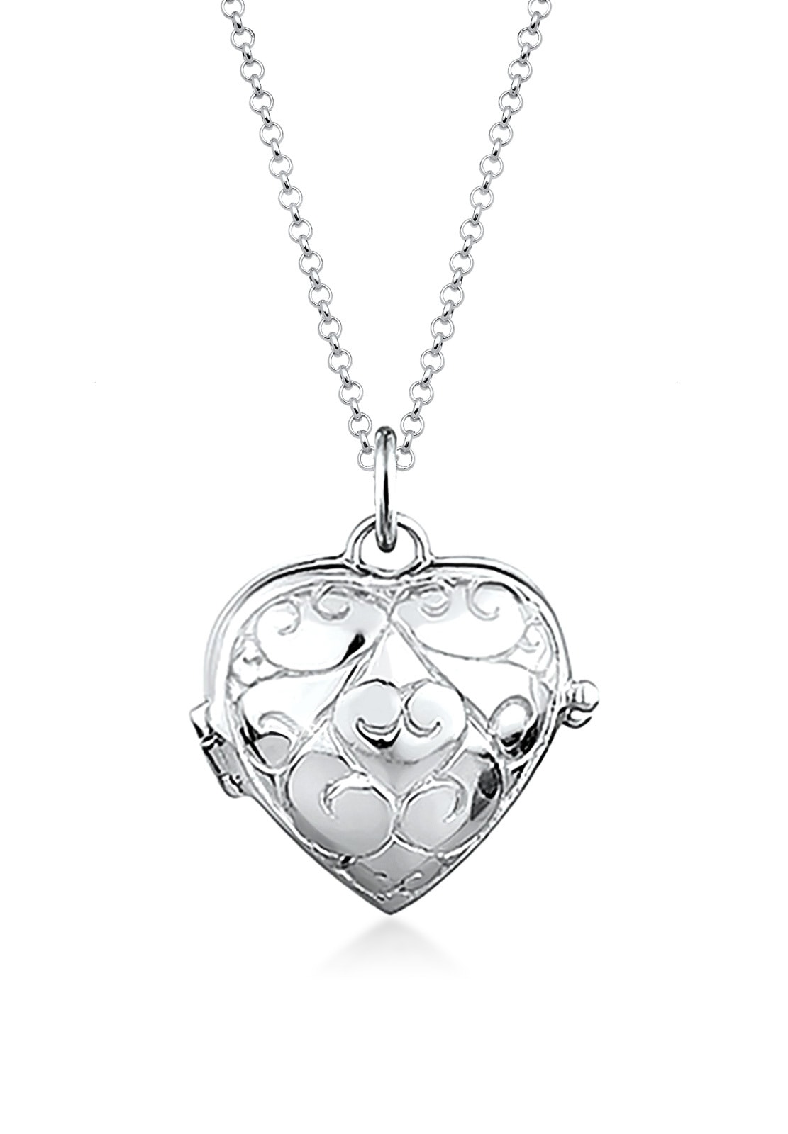Kette mit Anhänger »Herz-Medaillon Amulett Ornament 925 Silber«