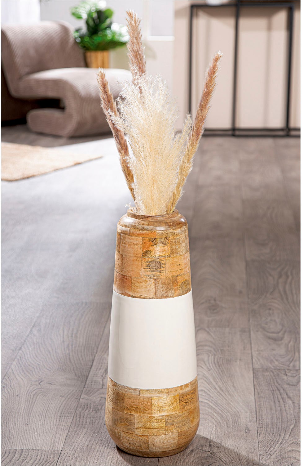 GILDE Bodenvase »Vase Naturelle naturfarben-weiß«, (1 St.)