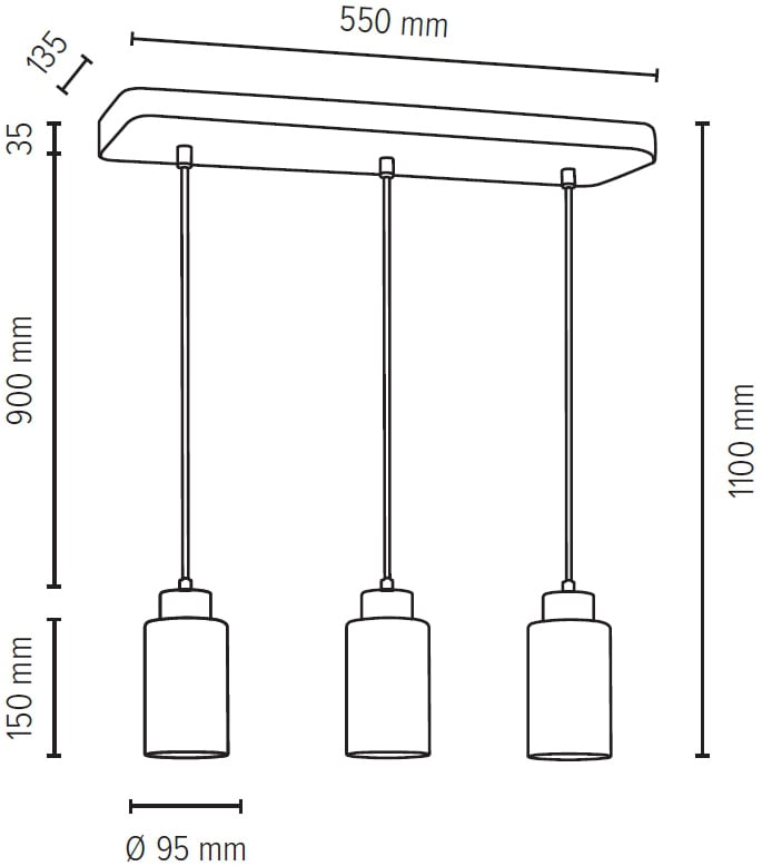 SPOT Light Pendelleuchte »KARLA«, 3 flammig, Leuchtmittel E27 | ohne Leuchtmittel, Hängeleuchte, Lampenschirm aus hochwertigen Glas, Betonelemente