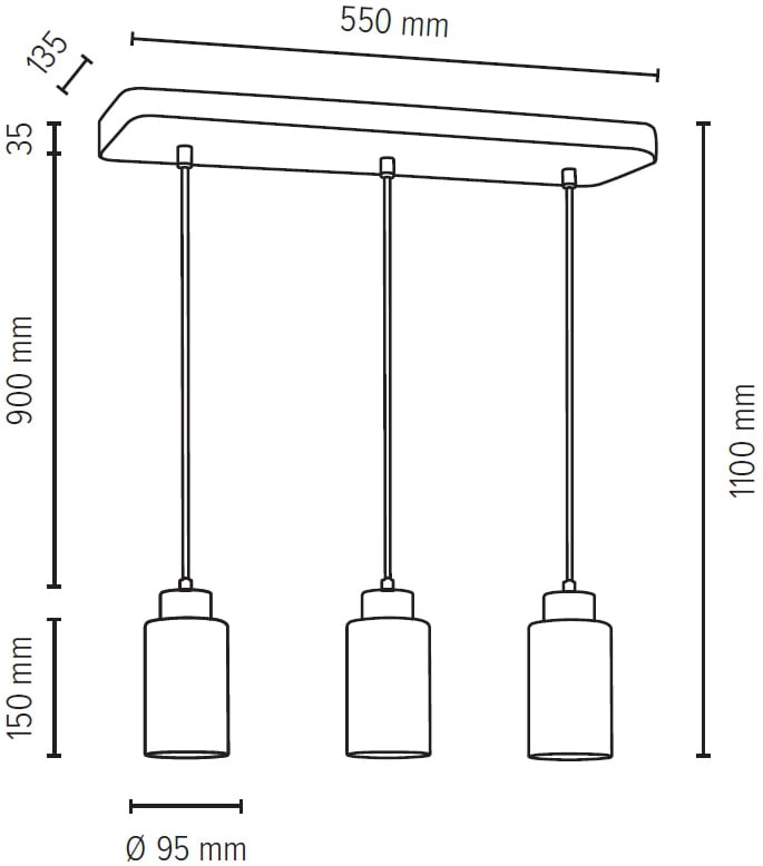 SPOT Light Pendelleuchte »KARLA«, 3 flammig-flammig, Hängeleuchte,  Lampenschirm aus hochwertigen Glas, Betonelemente | BAUR