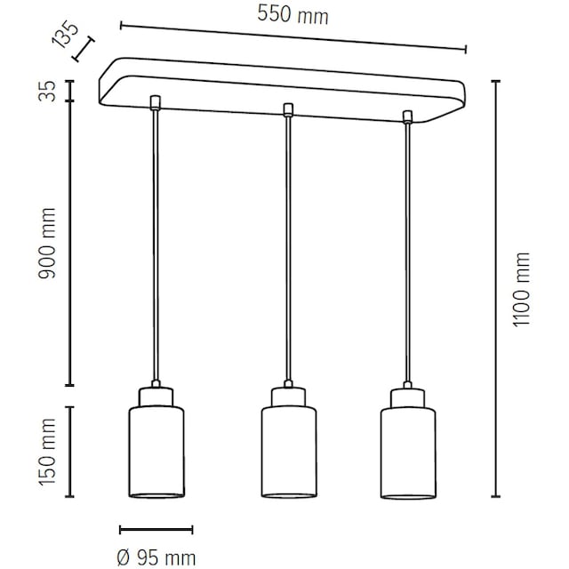 SPOT Light Pendelleuchte »KARLA«, 3 flammig-flammig, Hängeleuchte,  Lampenschirm aus hochwertigen Glas, Betonelemente | BAUR