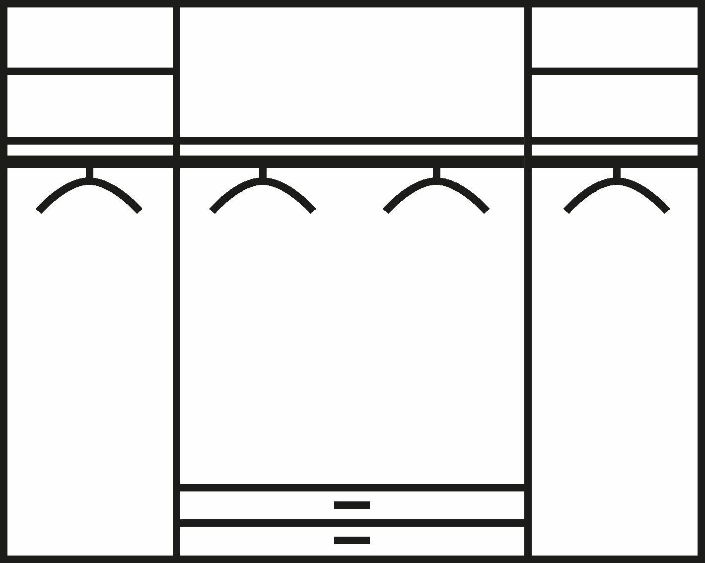 rauch Kleiderschrank "Schrank Drehtürenschrank Garderobe Ankleide Schlafzimmer ESSENSA" Breiten: 136/181/226/271 cm, Höhen 210/229 cm, voll aufgelegte Spiegeltüren, 2 große Schubladen MADE IN GERMANY