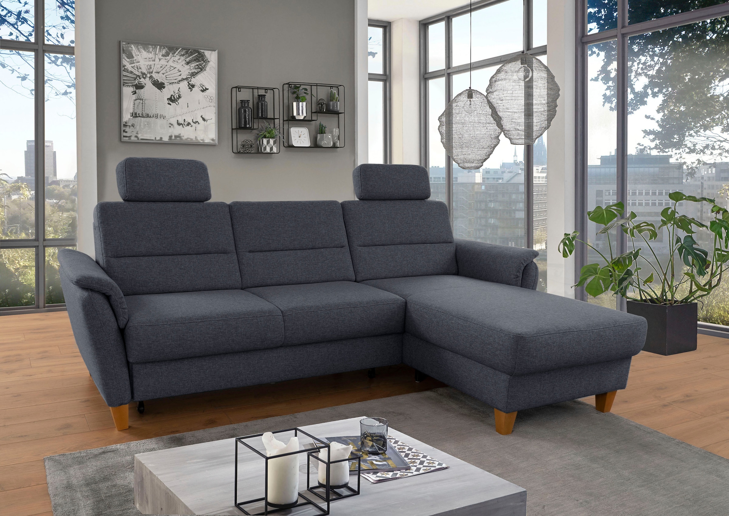 Home affaire Ecksofa "Palmera L-Form", Federkern, wahlweise mit Bettfunktio günstig online kaufen