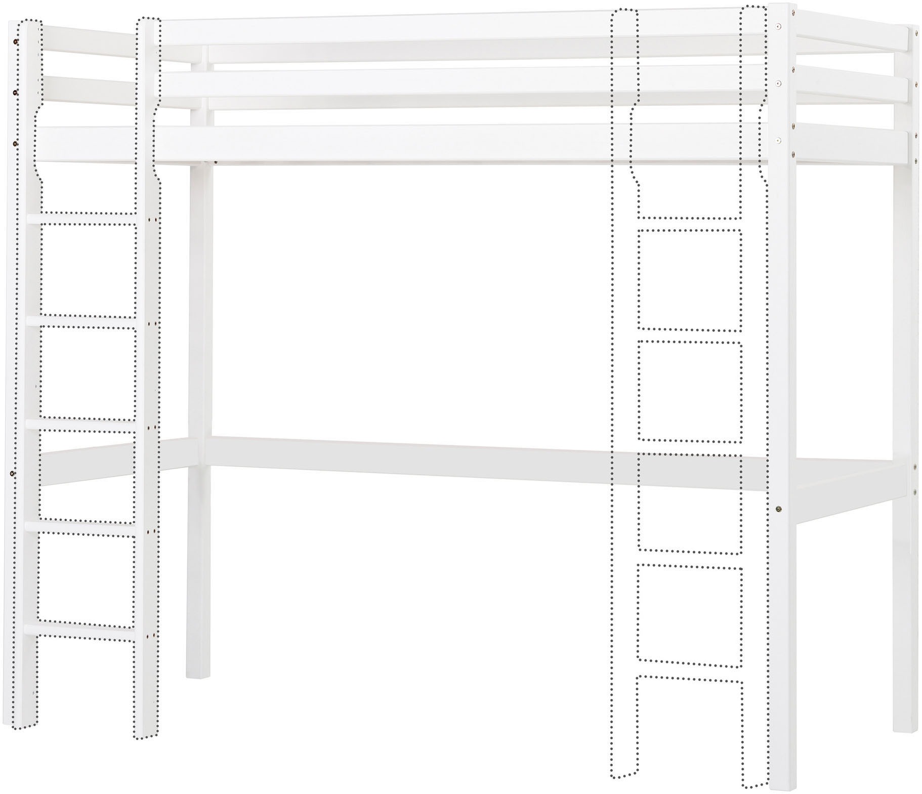 Hoppekids Hochbett »Hochbett 90x200cm mit Schreibtisch, umbaubar zu Einzelbett«, FSC® zert. Massivholz, Hochbett ohne Schreibtisch nutzbar