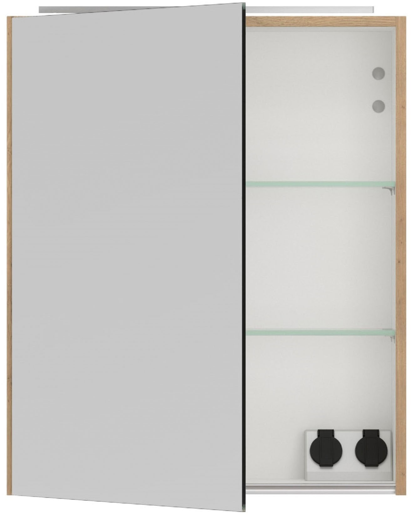 nobilia® Spiegelschrank »Prina« inkl. Beleuchtung mit Dimmerfunktion,  in Breiten 60, 80, 100 und 120 cm, innenliegende Steckdose