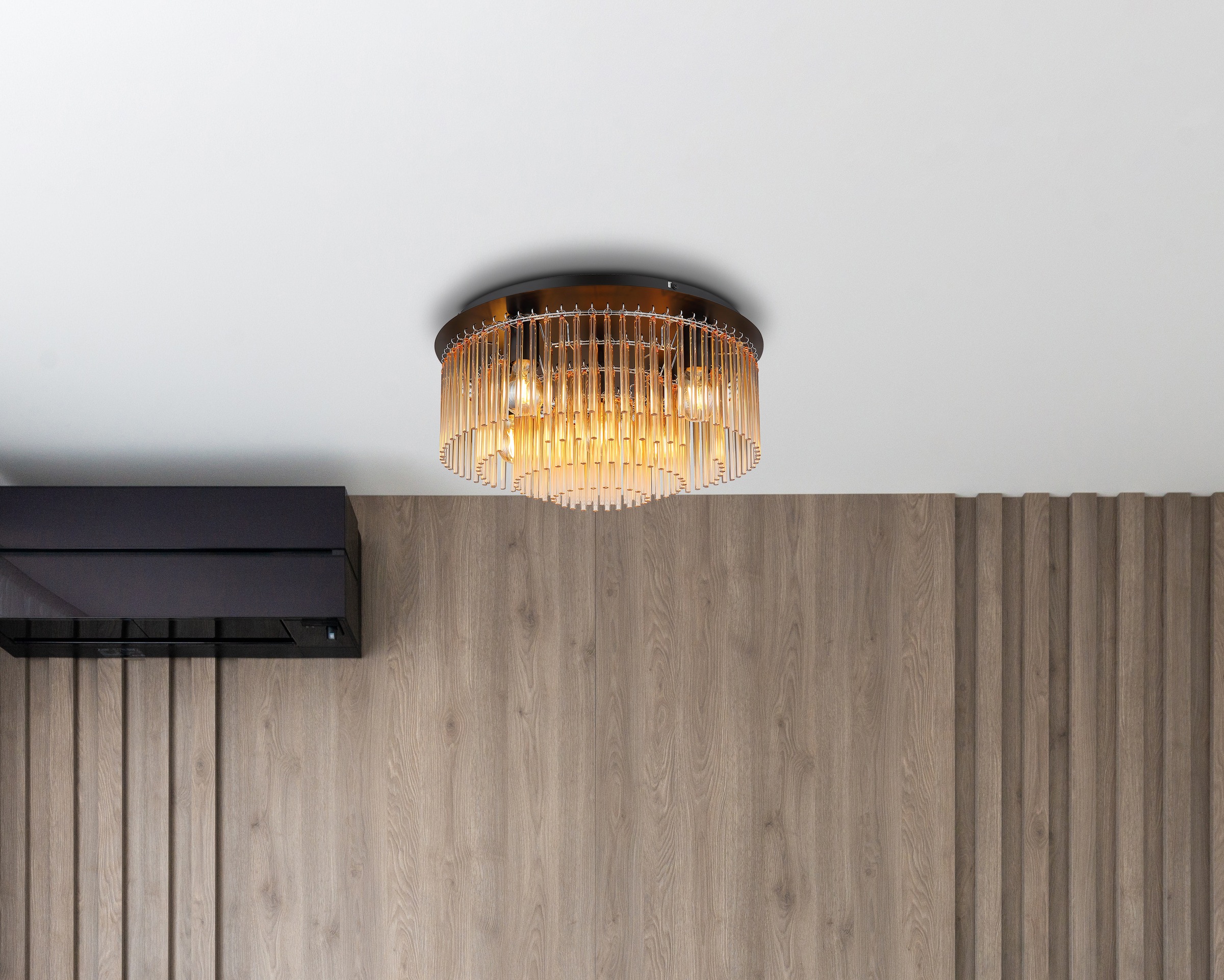 GLOBO LIGHTING Deckenleuchte »GORLEY«, Leuchtmittel E27 | ohne Leuchtmittel, Deckenleuchte/Glasstäbe/Glas amber/Wohnzimmer/Esszimmer