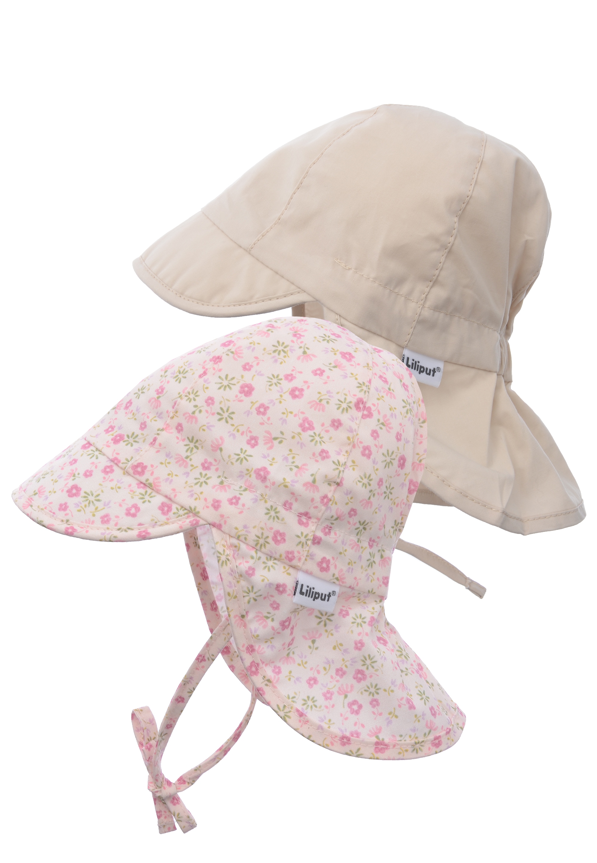 Liliput Strickmütze »Blümchen und beige«, mit praktischem Nackenschutz