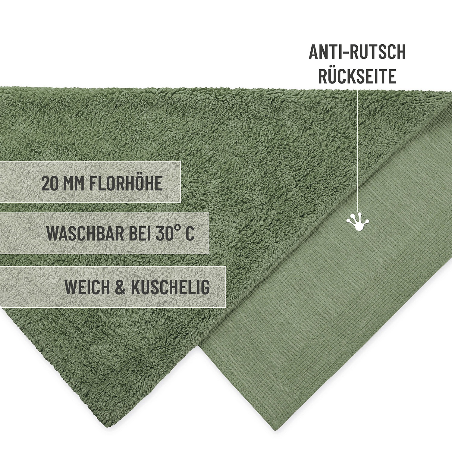 Wecon home Basics Badematte »Erik« Höhe 20 mm waschbar, rutschfest, sehr weich, strapazierfähig, pflegeleicht