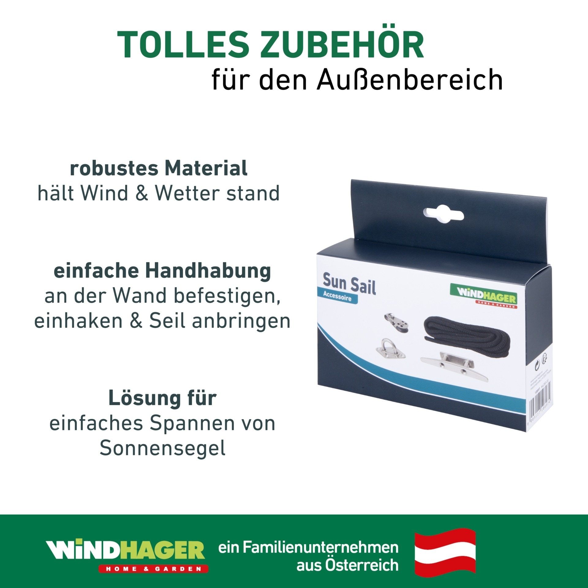 Windhager Seilspanngarnitur Seilzug-Set für Sonnensegel