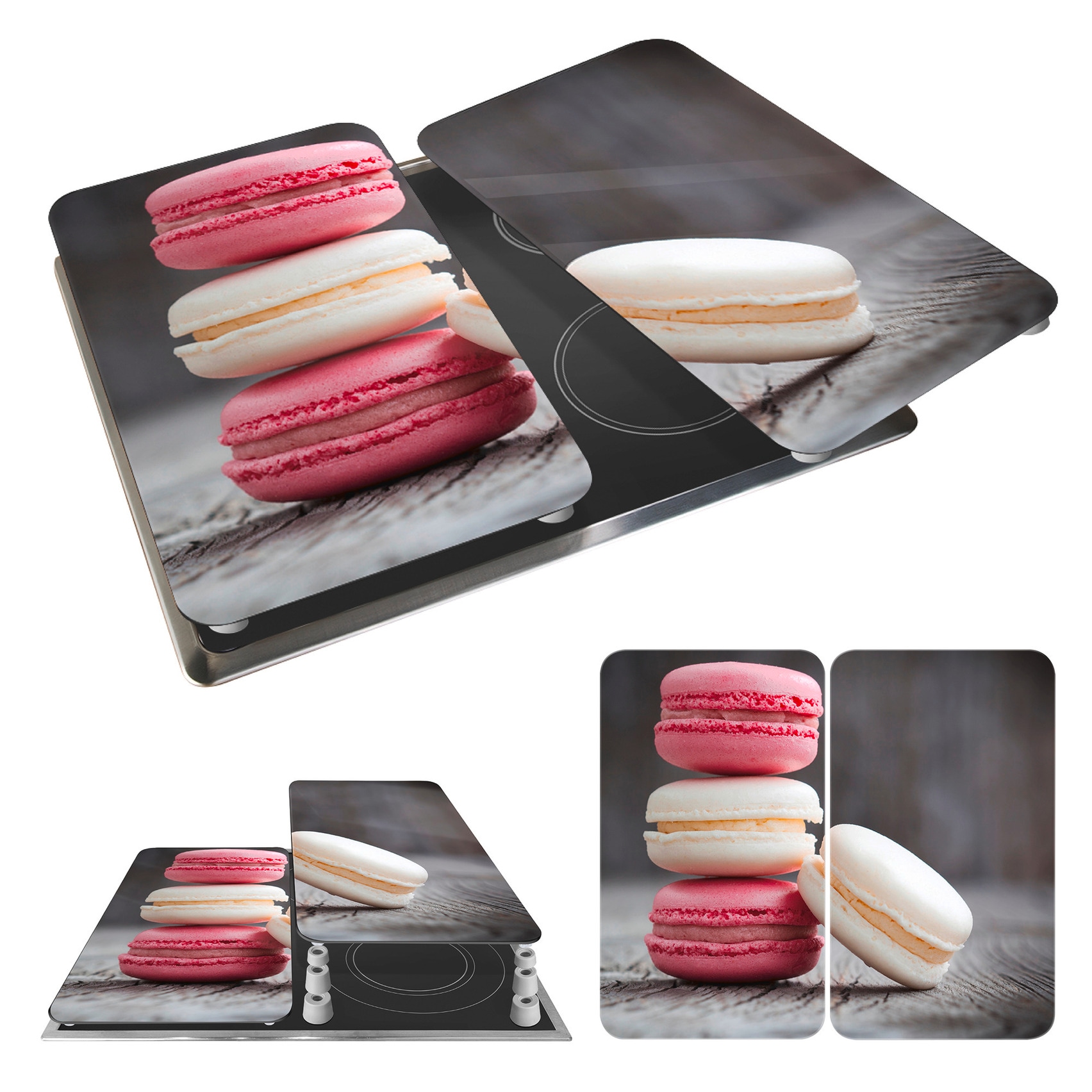 WENKO Herd-Abdeckplatte »Universal Modell Macarons«, (Set, 2 tlg.), Herdabdeckung für alle Herdarten, kratzfest, mit rutschfesten Füßen