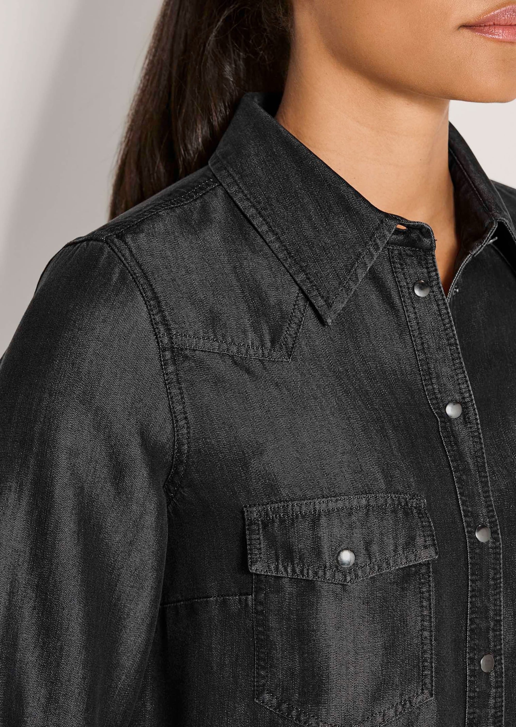 MADELEINE Langarmbluse »Hemdbluse Lässige Denim-Bluse mit Hemdkragen«