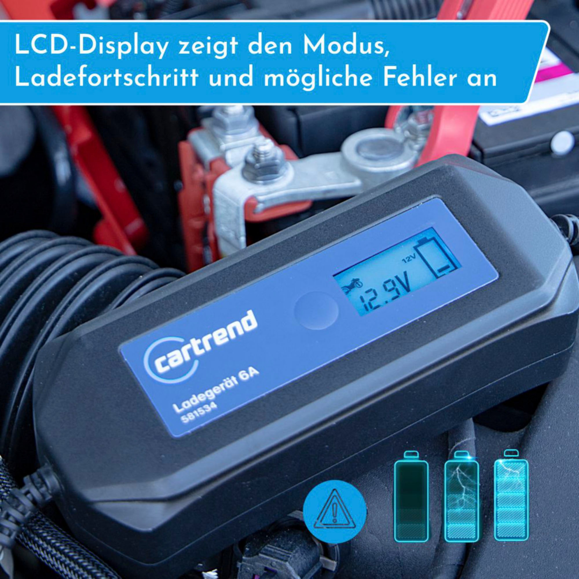 Cartrend Autobatterie-Ladegerät »Batterieladegerät DP6.1 mit Mikroprozessor-Technologie 6V/12V, 6A«