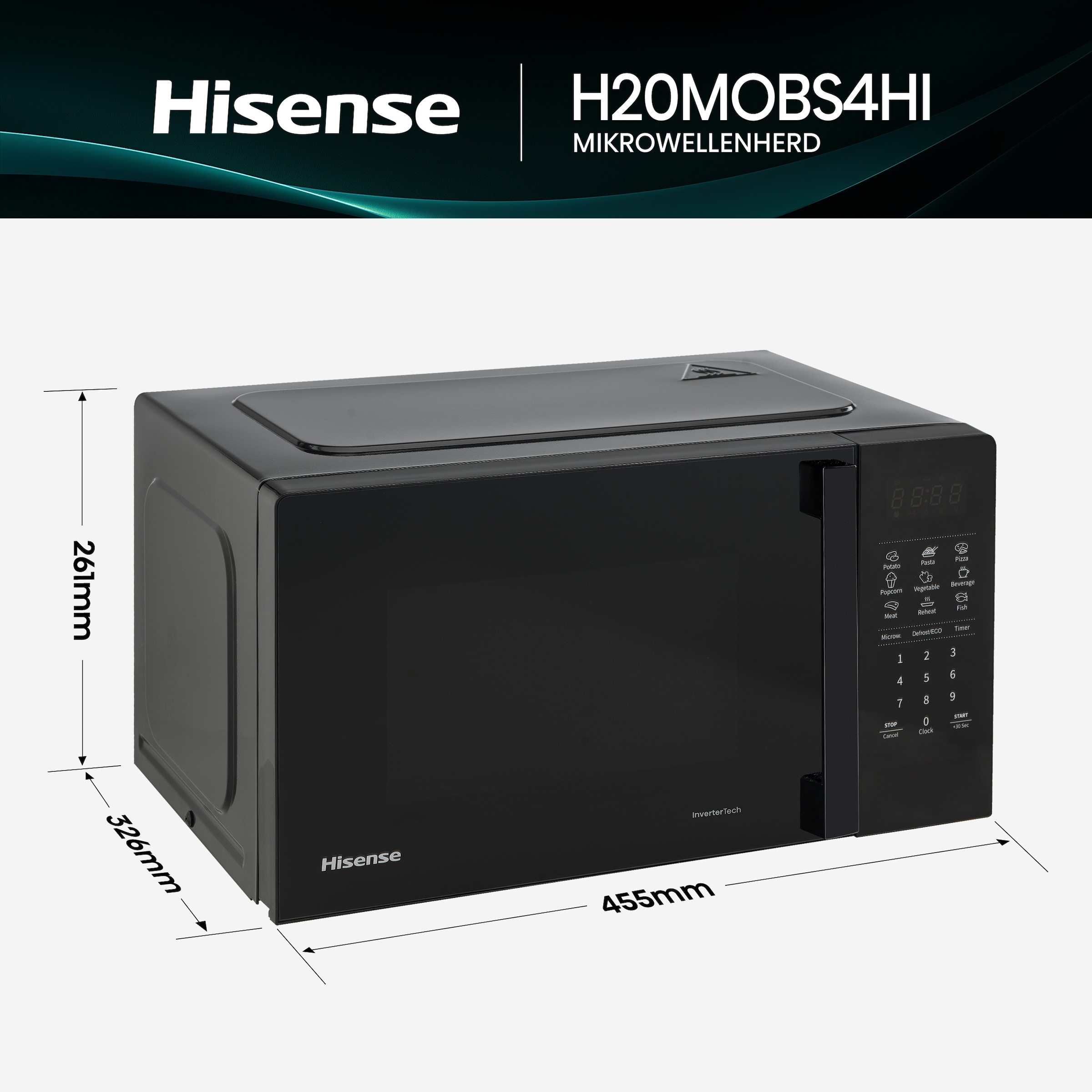 Hisense Mikrowelle »H20MOBS4I«, Mikrowelle, 1050 W, Inverter Technologie