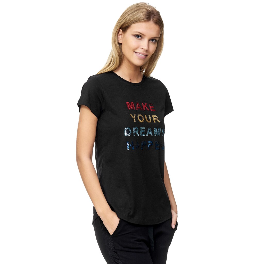 Damenmode Shirts & Sweatshirts Decay T-Shirt, mit Paillettenschriftzug 3027520 schwarz