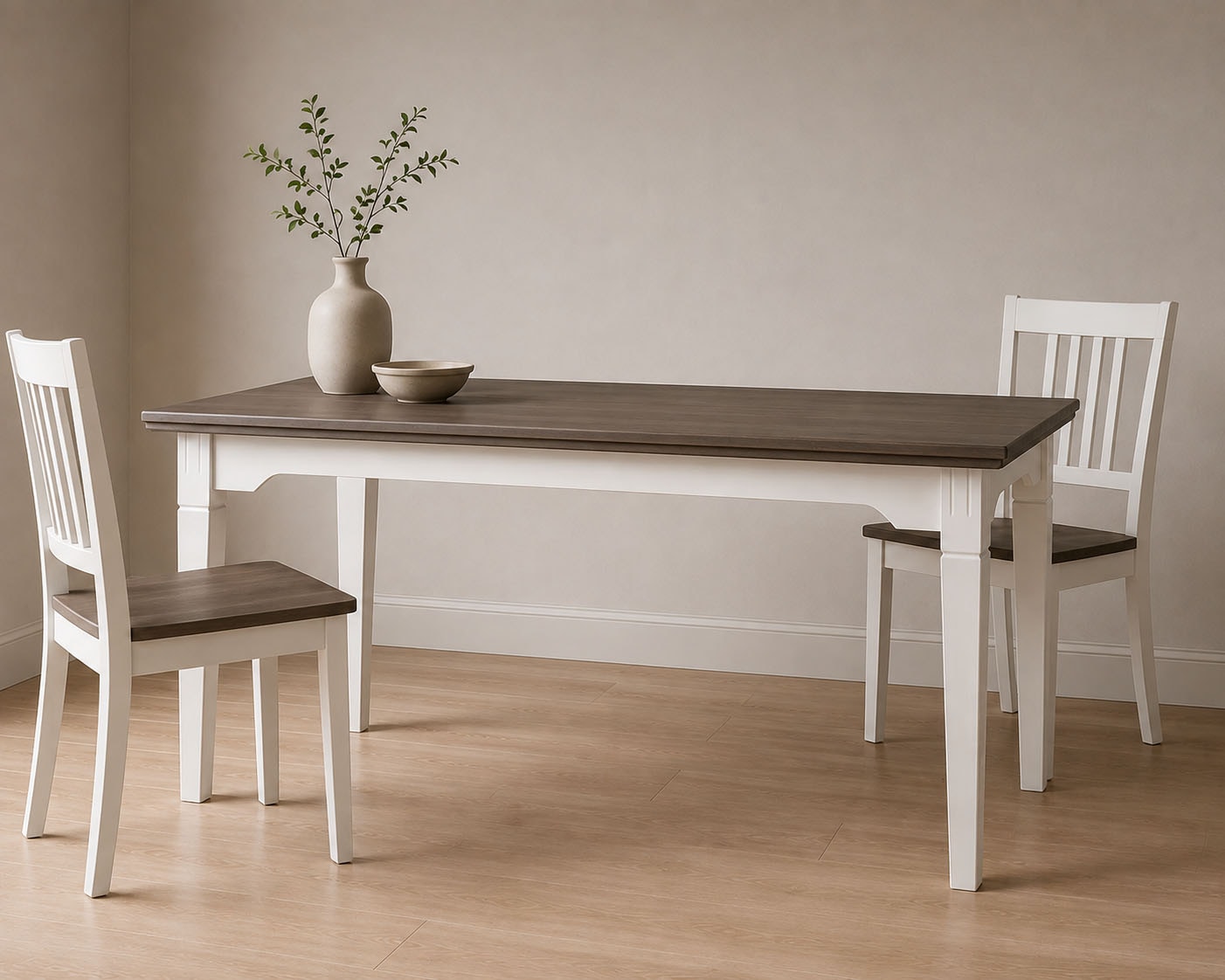 Inter Link "Halmaro aus massiver Kiefer, weiss/grau lackiert, 160 x 90 x 76,5 cm" 1 Stk. tlg. Esszimmertisch im Landhausstil, in 2 Farbvarianten