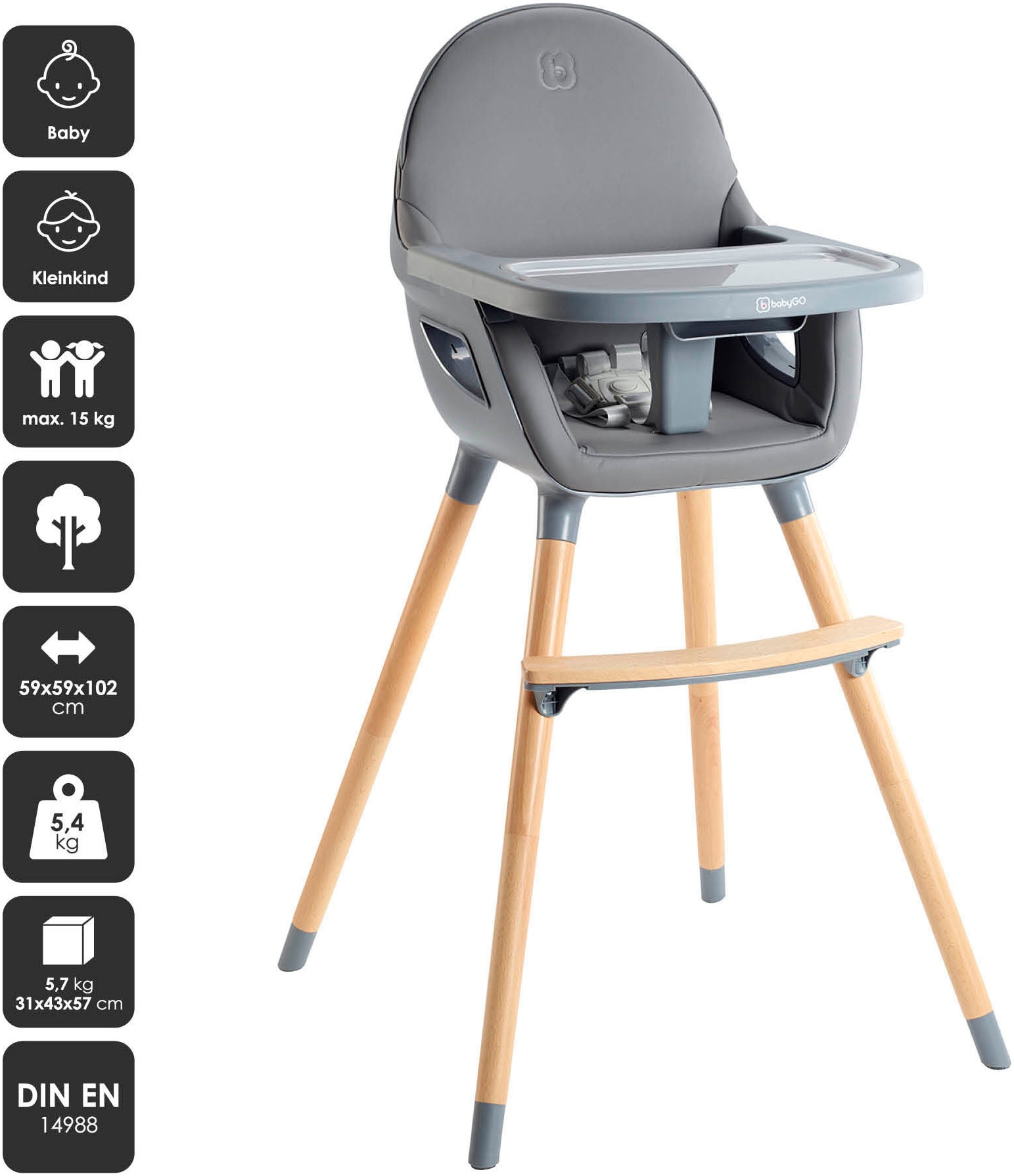 BabyGo Hochstuhl »Scandi - wood«