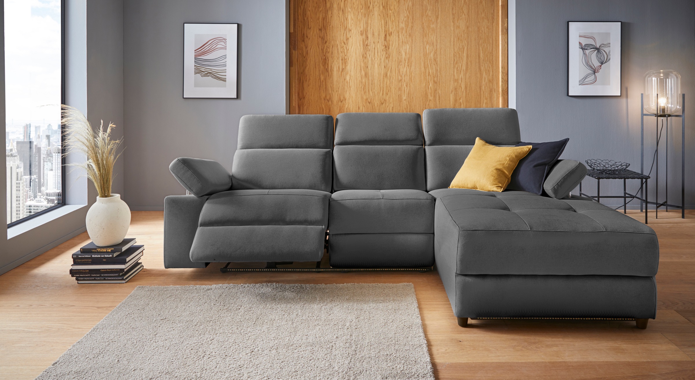 Places of Style Ecksofa »Kilado, L-Form,«, mit Relaxfunktion, verstellbarer Armlehne, Kopfteilverstellung