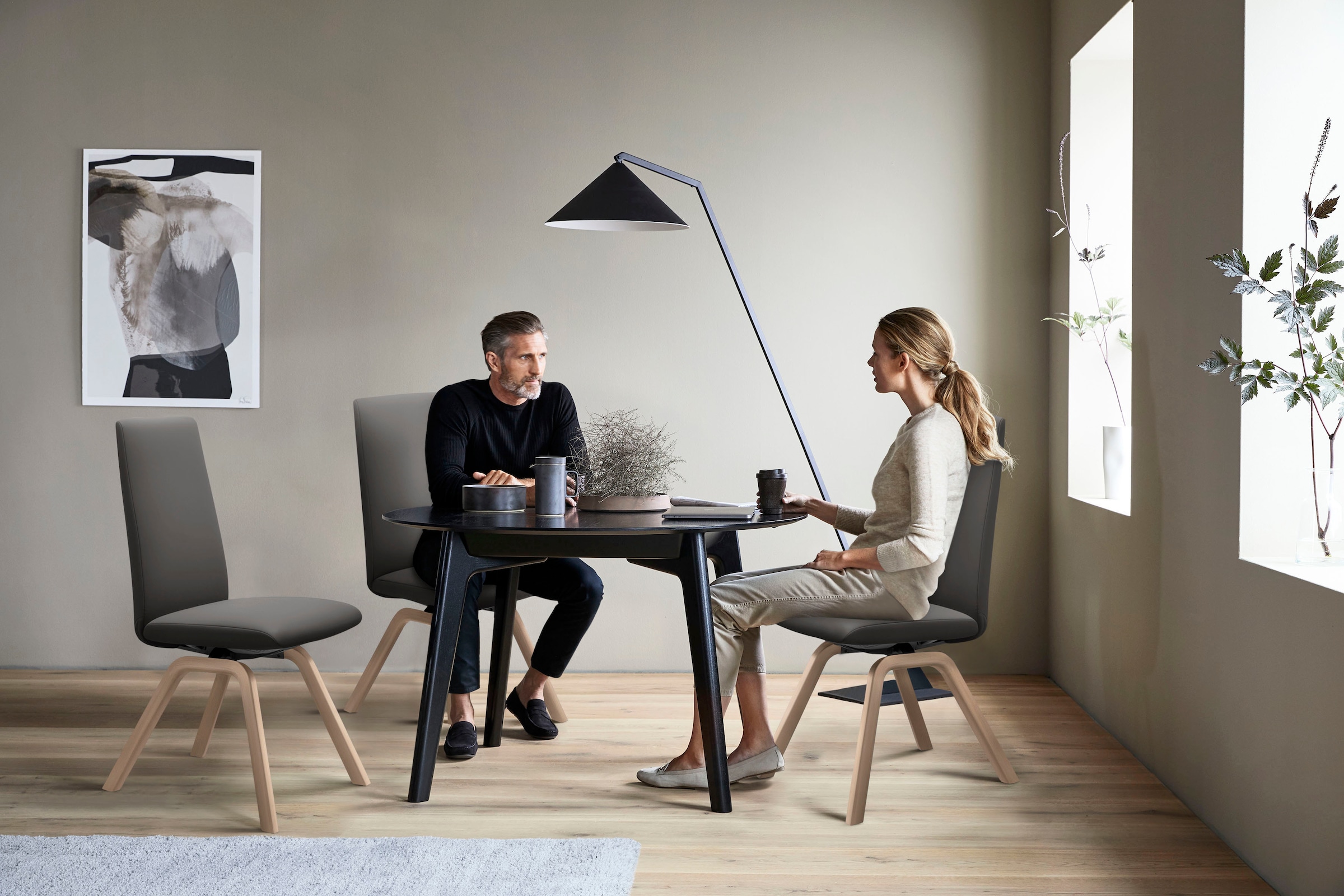Stressless® Polsterstuhl »Laurel«, Leder PALOMA, High Back, Größe M, mit schräggestellten Beinen in Schwarz