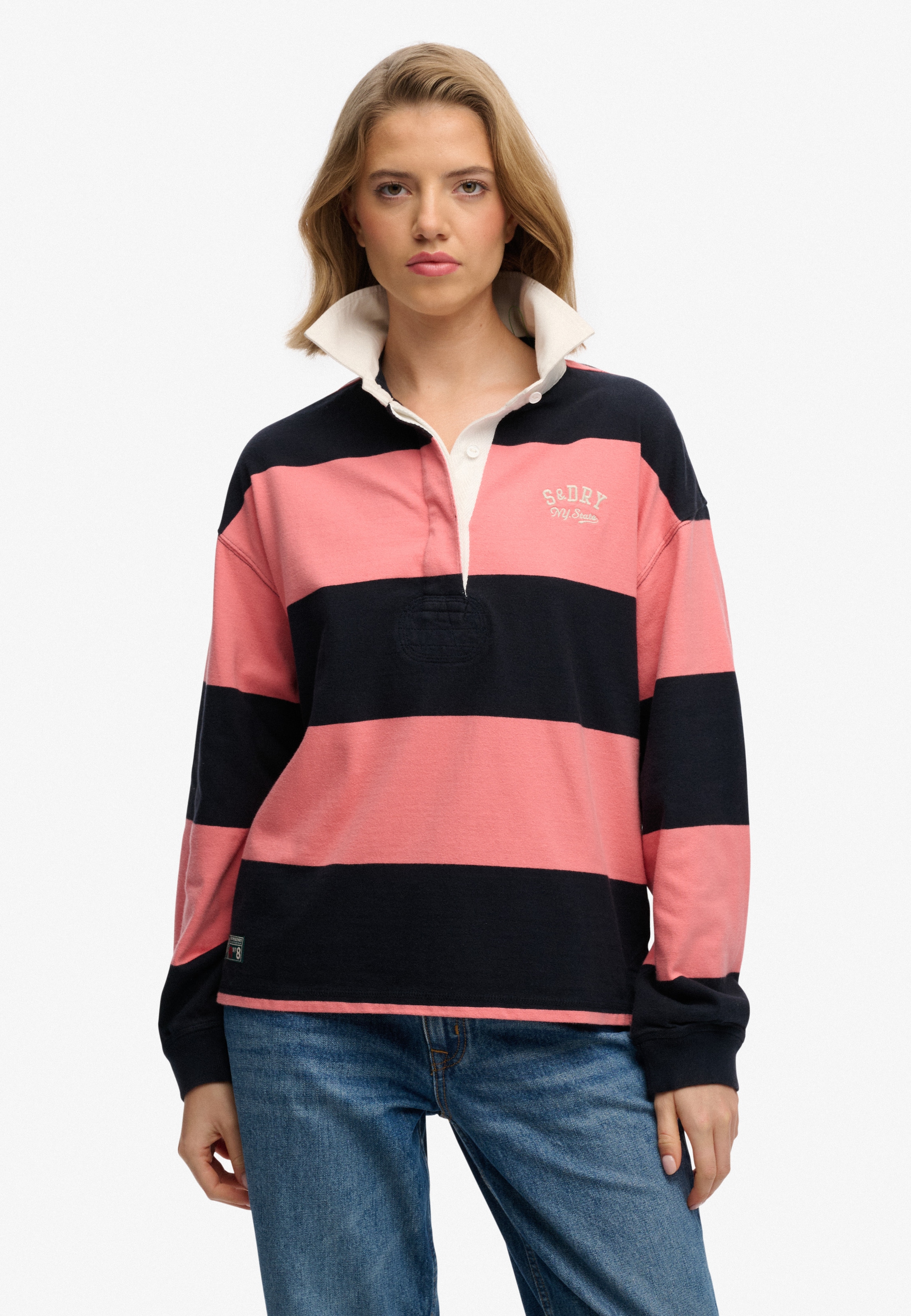 Superdry Langarm-Poloshirt "HERITAGE STRIPE RUGBY TOP" günstig online kaufen