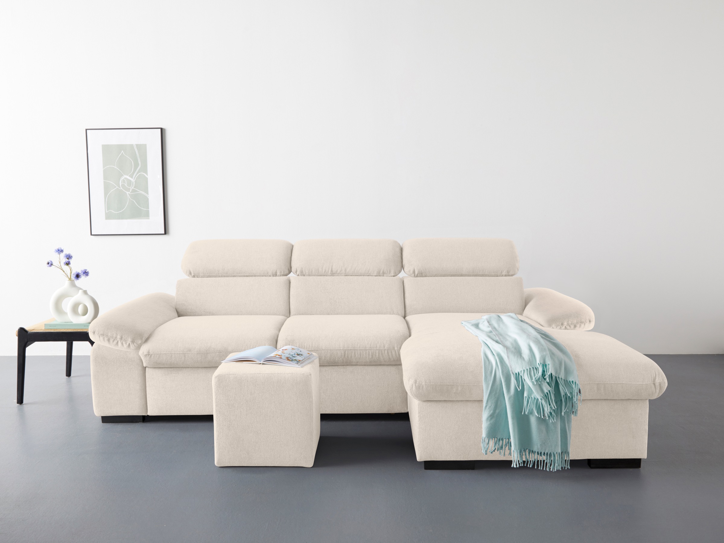 COTTA Ecksofa "Lola L-Form", (Set, mit Hocker), mit Hocker & Kopfteilfunkti günstig online kaufen