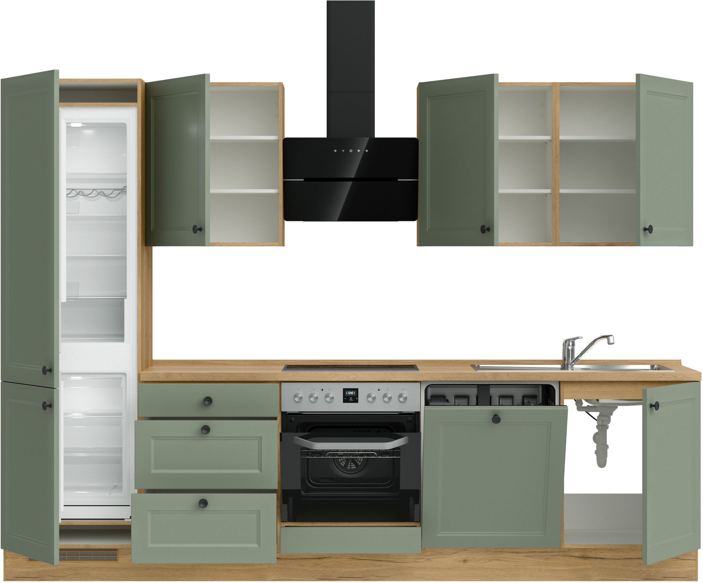 nobilia® Küchenzeile »"Cascada II"«, vormontiert, Breite 300 cm, Ausrichtung wählbar, wahlw. mit E-Geräten