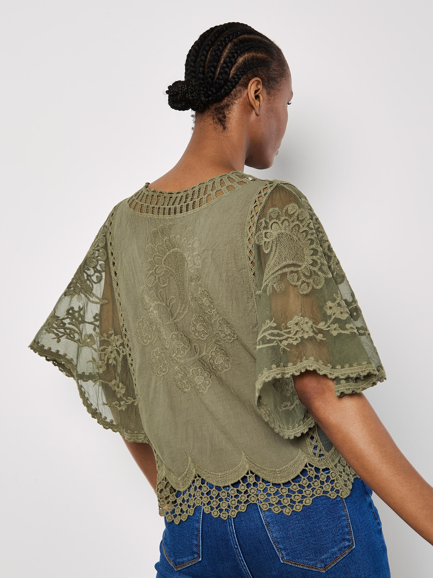 Apricot Shirtbluse »Baumwoll-Mesh-Top« mit Stickerei