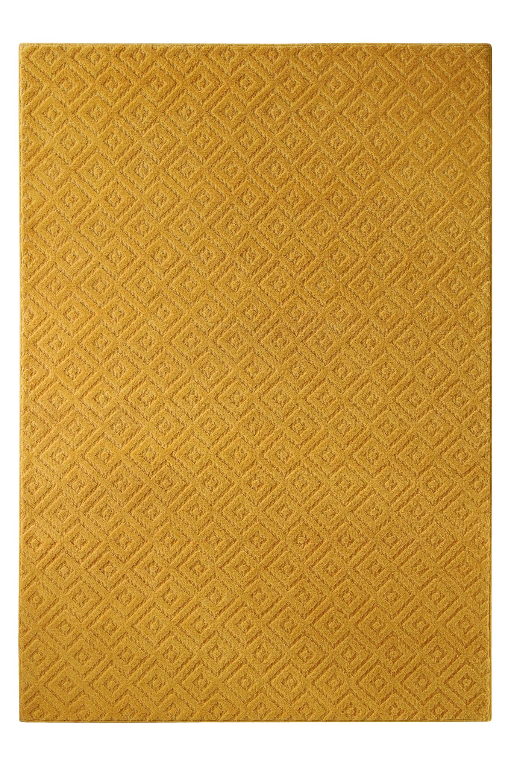 Wecon home Teppich »Castello TWO« rechteckig 7 mm Höhe Schurwolle, Kurzflor mit Hoch-Tief-Effekt, Wohnzimmer, Rautenmuster