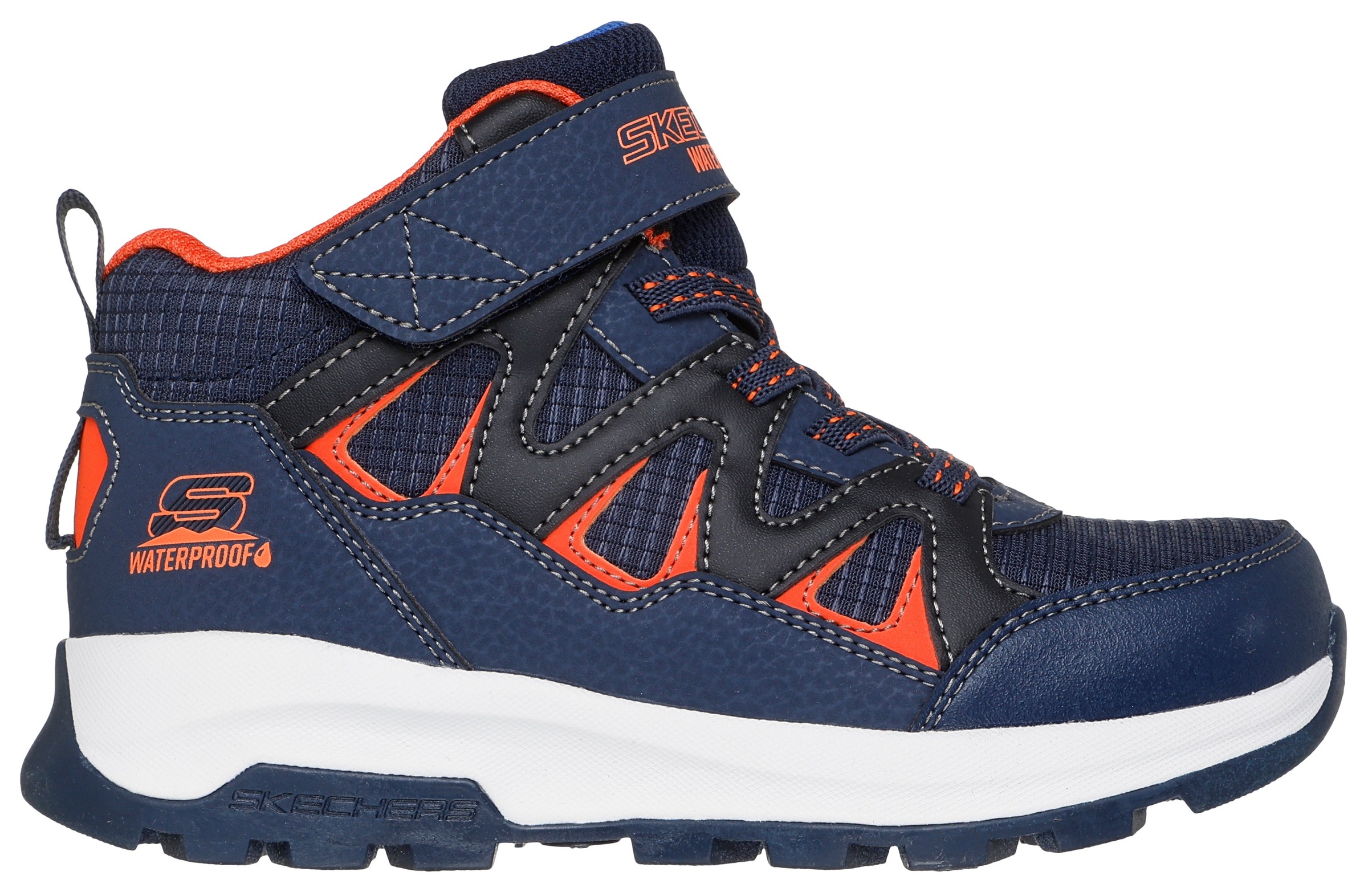 Klettstiefel SKECHERS "STORM BLAZER", Mädchen, Gr. 31, navy, orange, Lederimitat, Textil, kontrastfarbene Details, Schuhe Klettstiefel, Freizeitschuh mit waterproof, Größenschablone zum Download 3