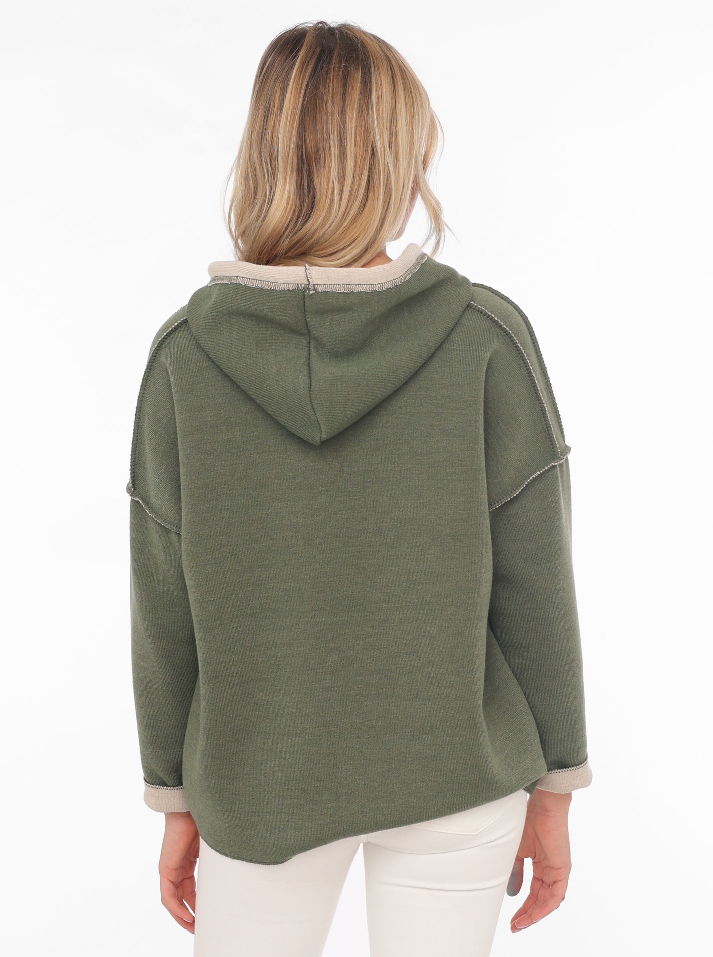 Thumbnail - Zwillingsherz Hoodie ""Positive Mind"" Kapuze, 3/4 Arm, tonaler Schriftzug vorn, Kordelzug