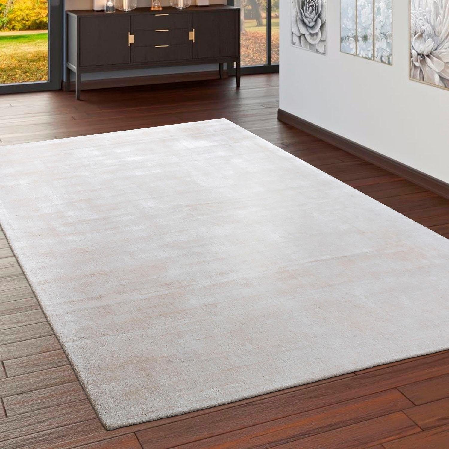 Paco Home Teppich »Glori 330«, rechteckig, 9 mm Höhe, Handweb, Kurzflor, 100% Viskose, handgewebt, mit leichtem Schimmer