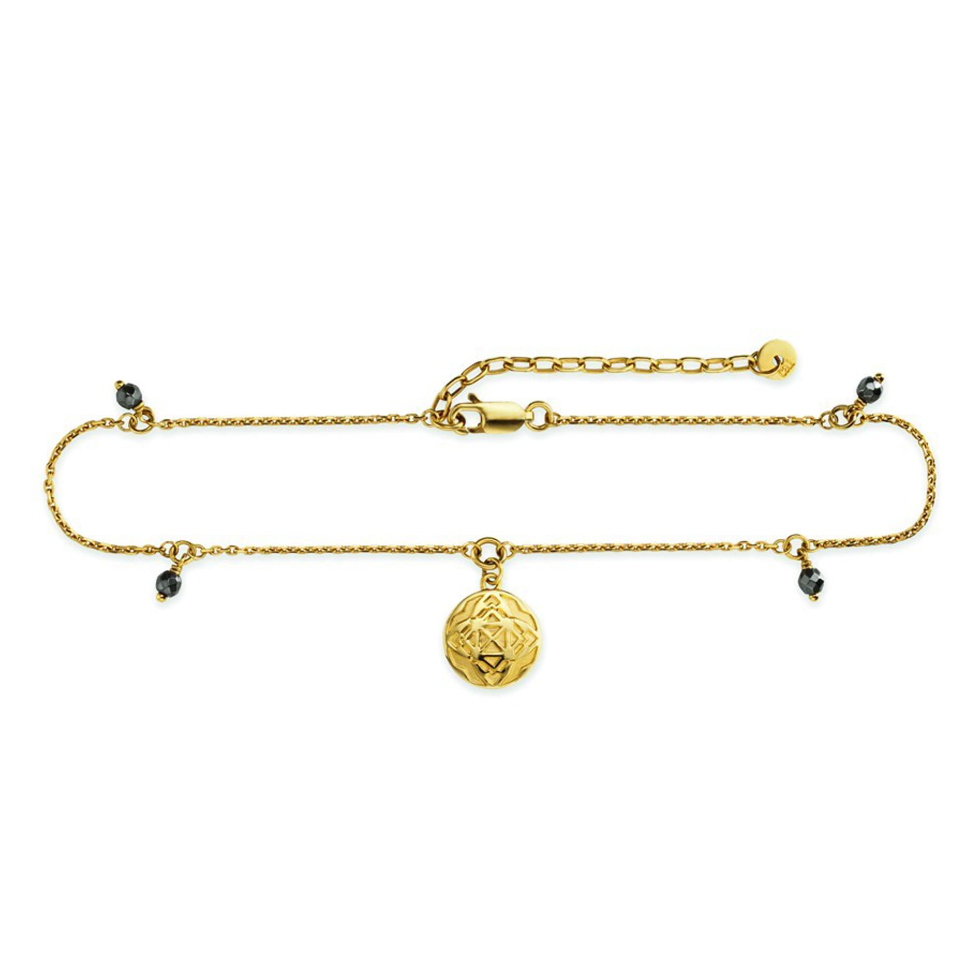 CAÏ Fußkette »925/- Sterling Silber vergoldet Hematit Münze«