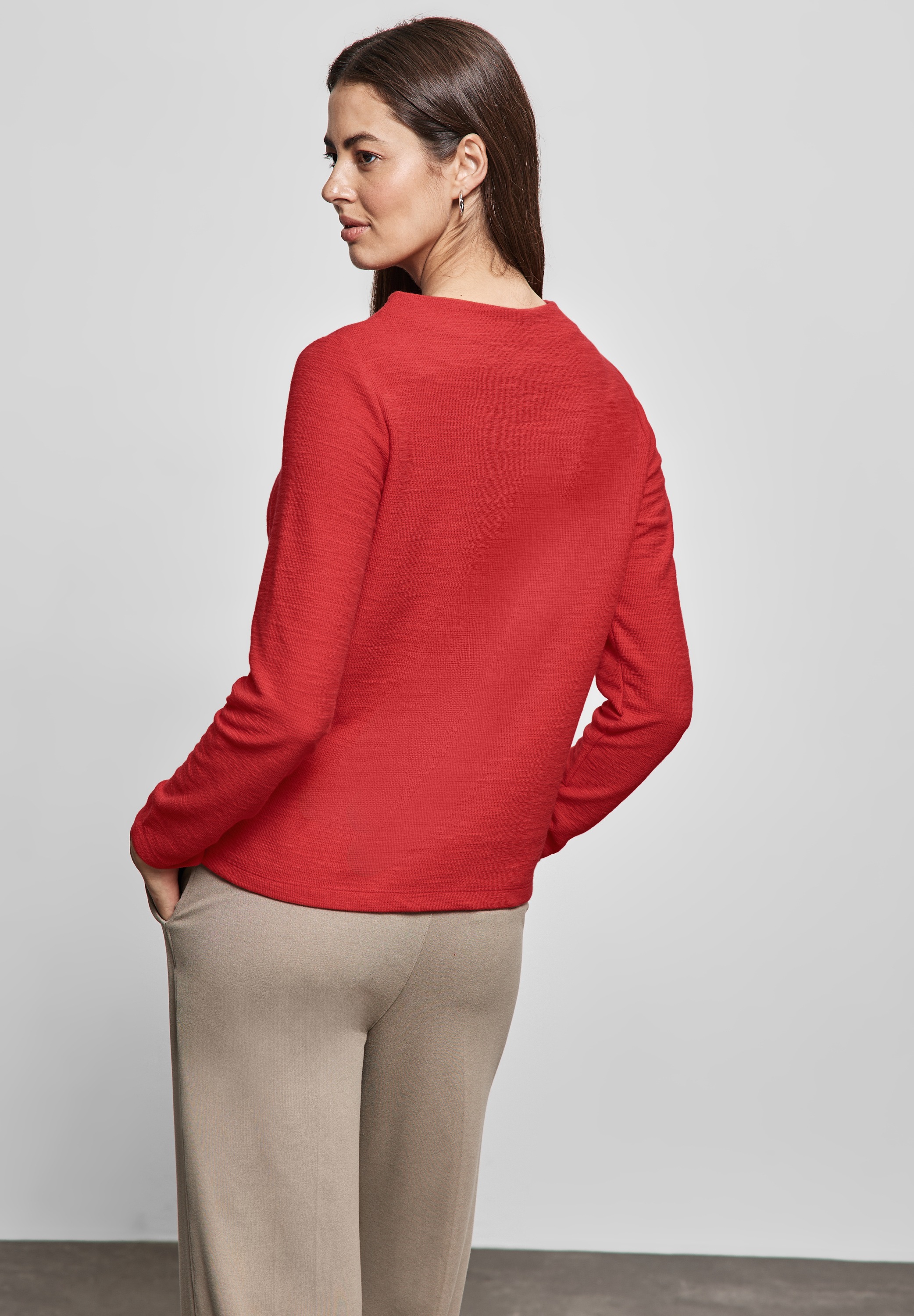 STREET ONE Langarmshirt, im angenehmen Materialmix