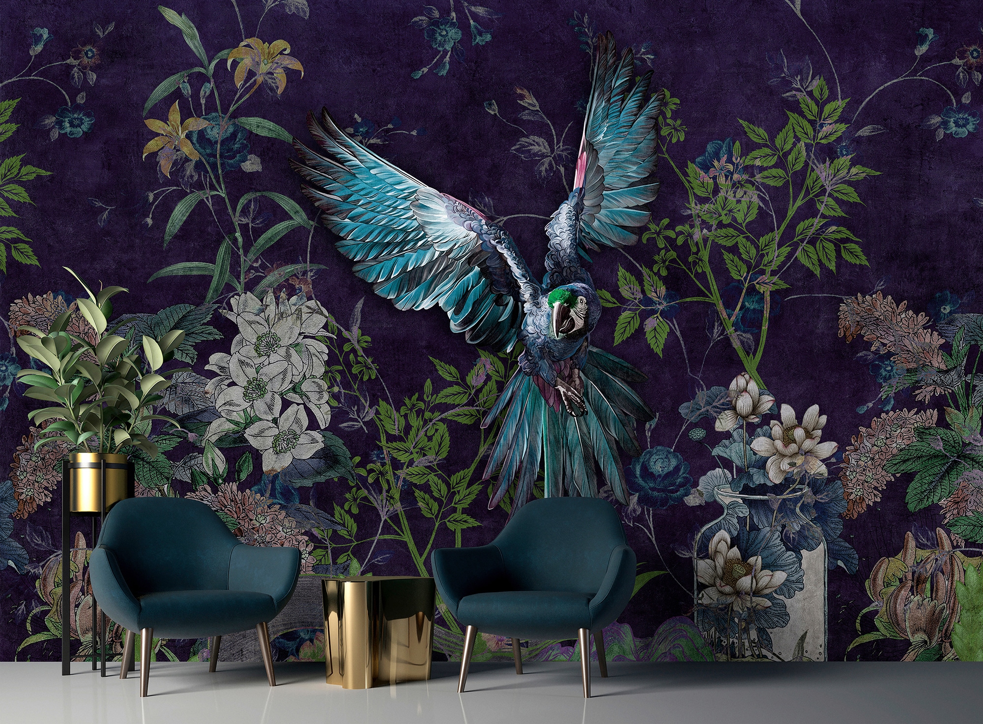 Fototapete LIVING WALLS "Walls by Patel Tropical Hero", lila, B:4m L:2,7m, Vlies, Tapeten, Vlies, Wand - B/L: 4m x 2,7m