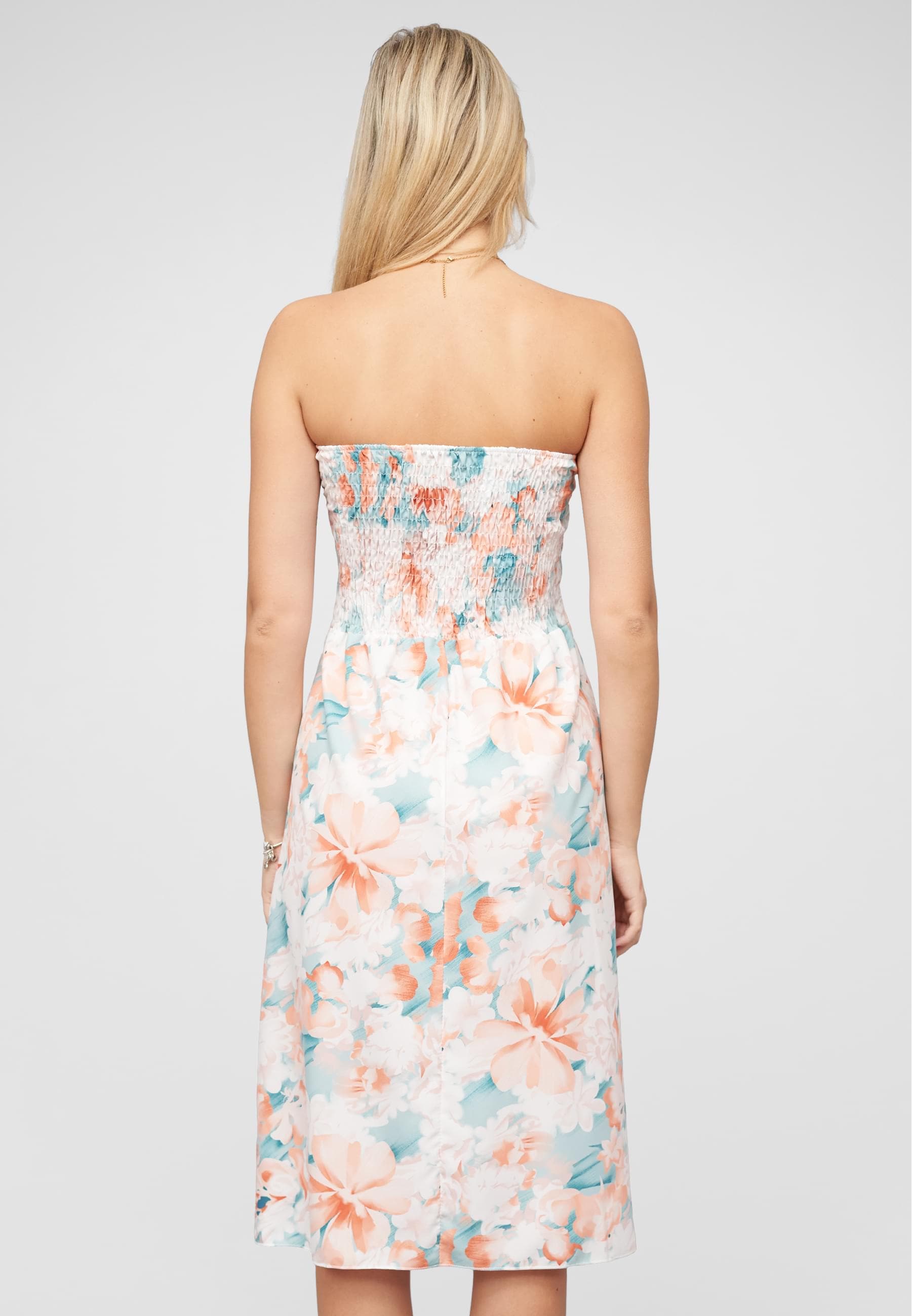 CLOUD 5IVE Shirtkleid »CLOUD 5IVE Bandeau Kleid in Wrap Look und AOP Blumen Print«, (1 tlg.)