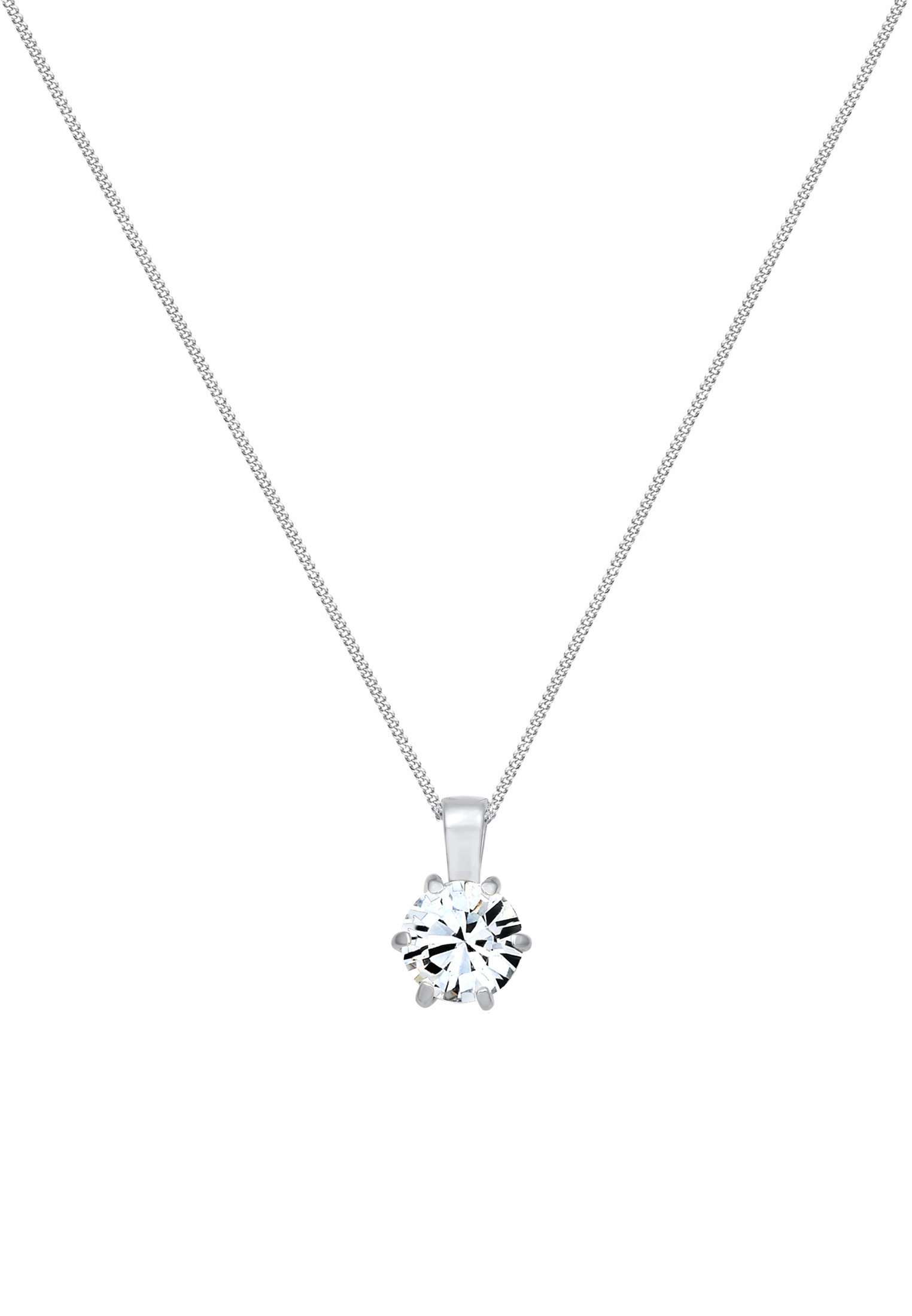 Elli Collierkettchen »Solitär Glas Kristalle Weiß 925 Sterling Silber«