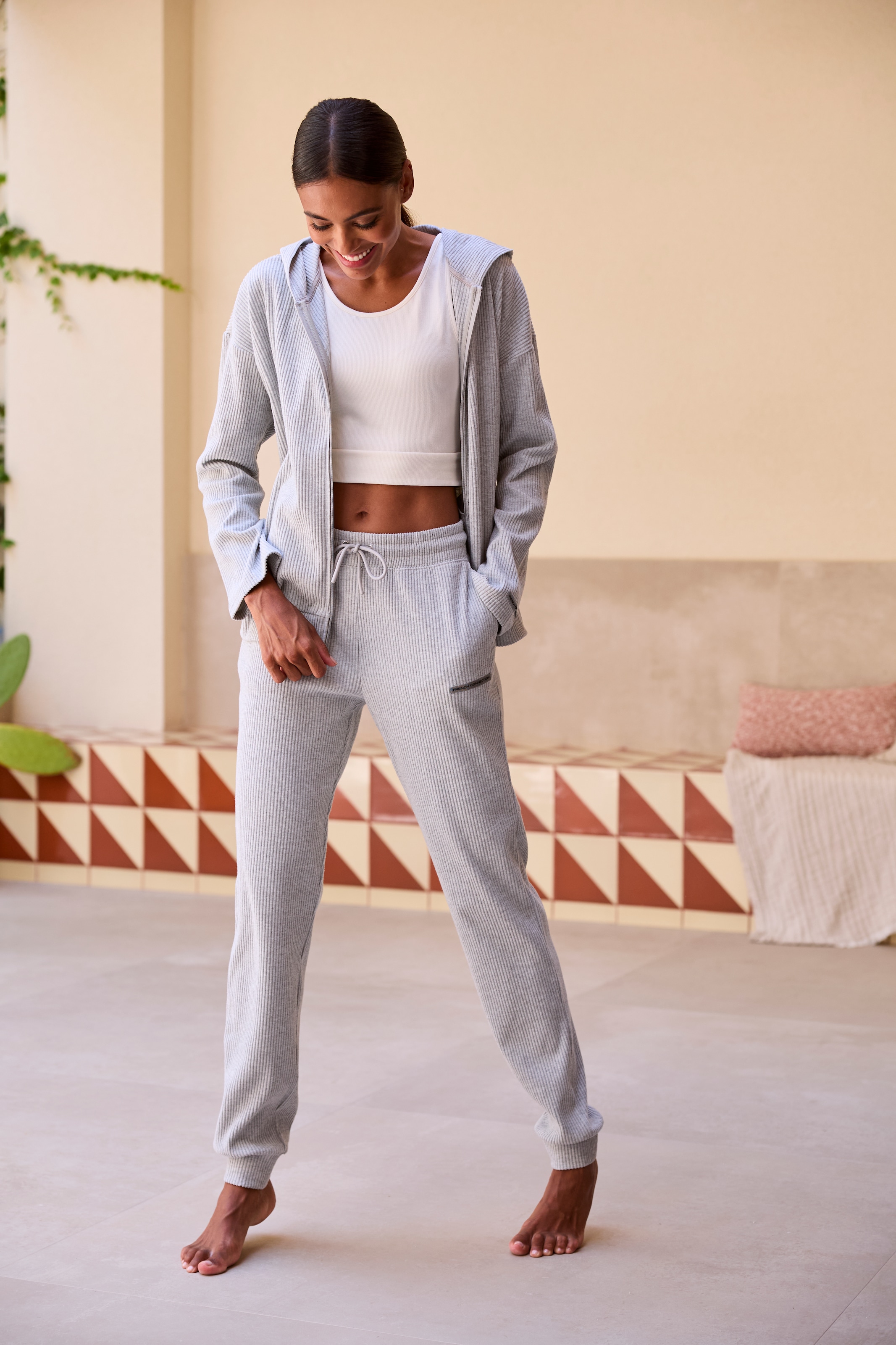 French Connection Sweatjacke, weiche Rippstruktur, Loungewear
