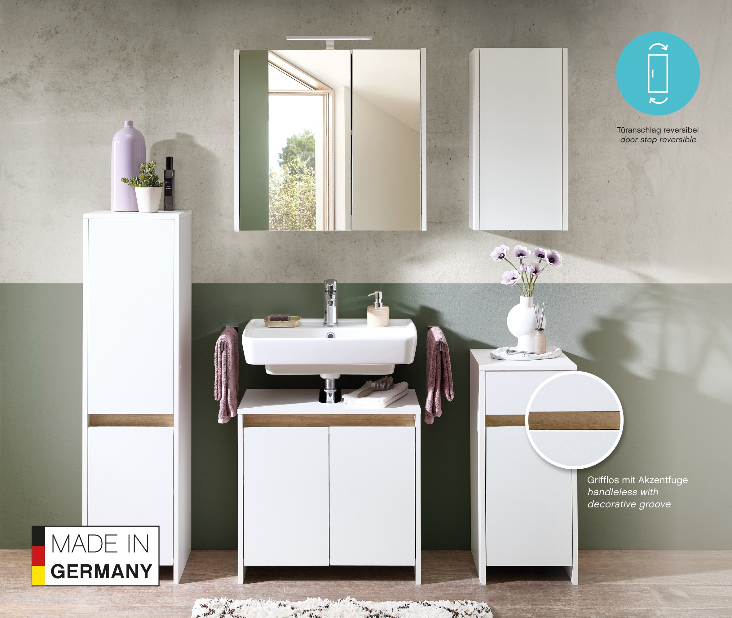 Saphir Badmöbel-Set "Quickset 100, Waschbeckenunterschrank mit Spiegelschra günstig online kaufen