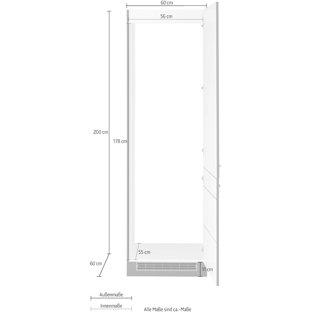 Kochstation Kühlumbauschrank »KS-Wien«, 60 cm breit, 200 cm hoch, geeignet für Einbau-Kühlgefrierkombination